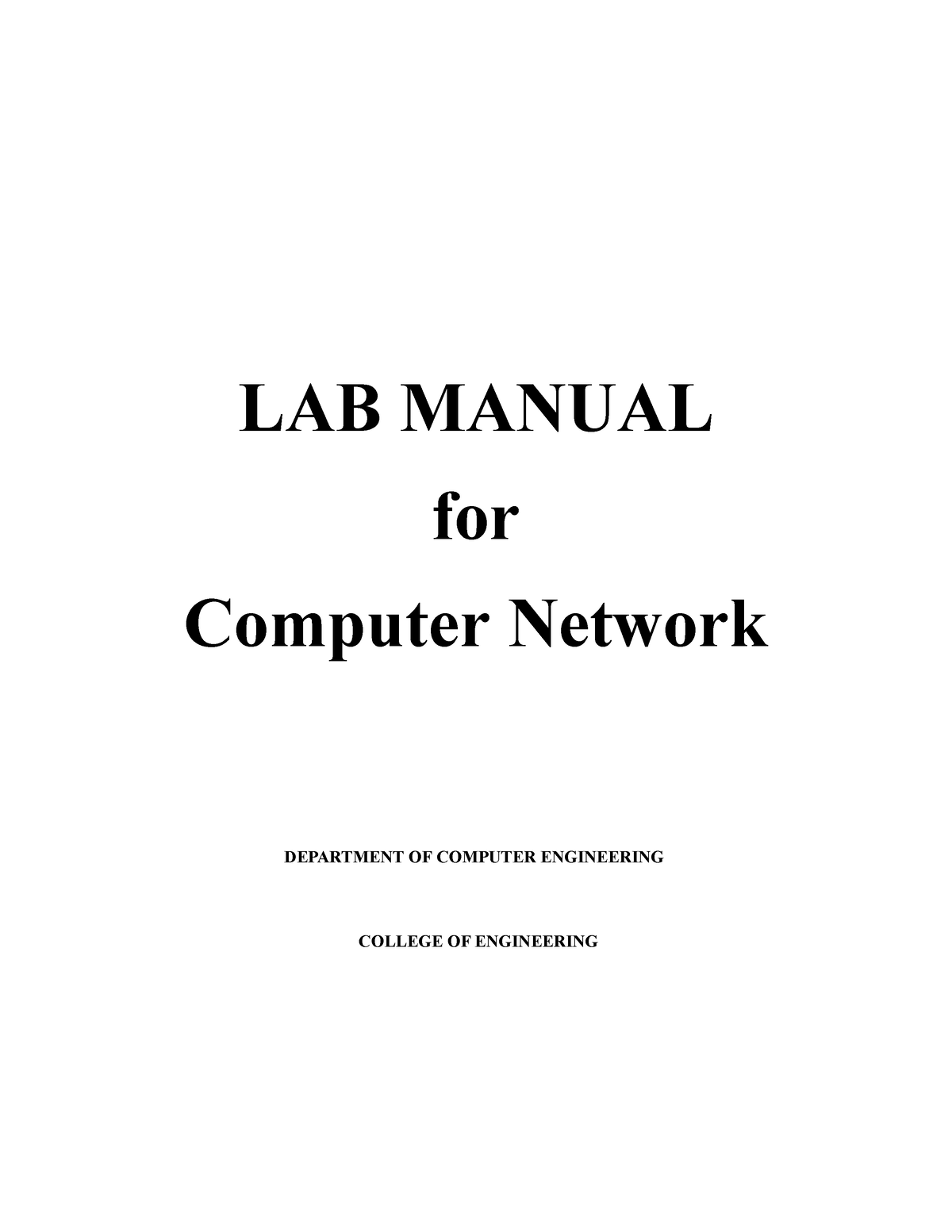 Computer networks Lab - Network lab - LAB MANUAL for Computer Network ...