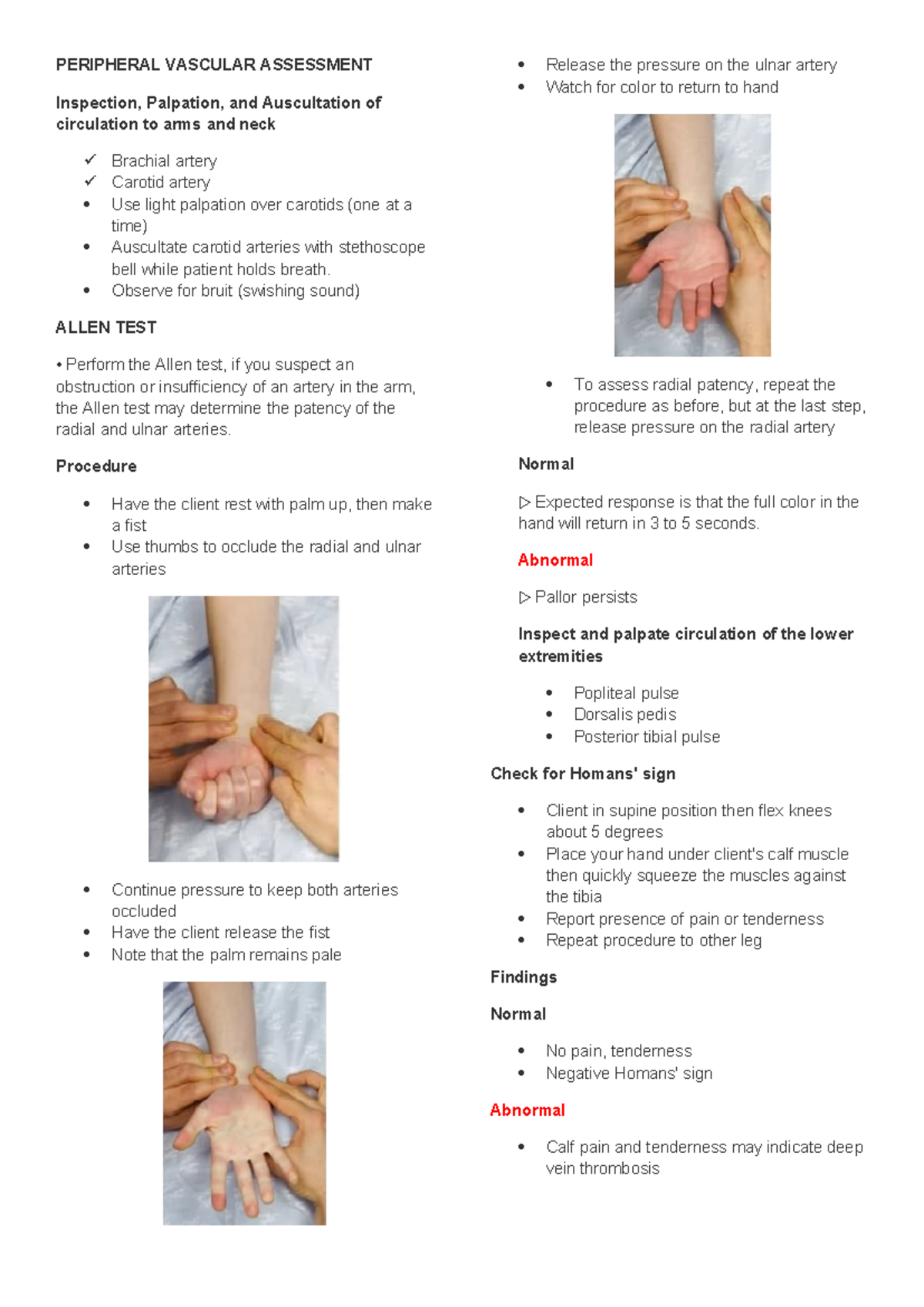 Peripheral Vascular Assessment - Peripheral Vascular Assessment 