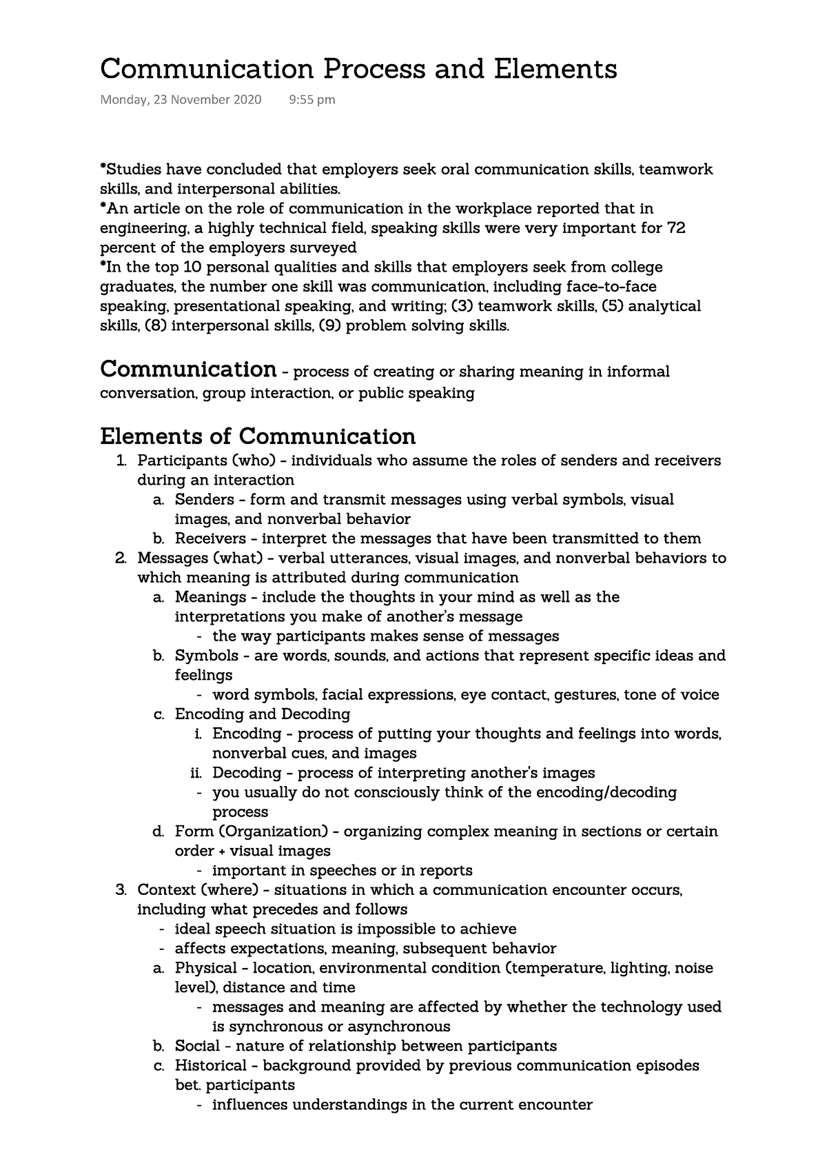 Communication Process and Elements Notes - Purposive Communication ...