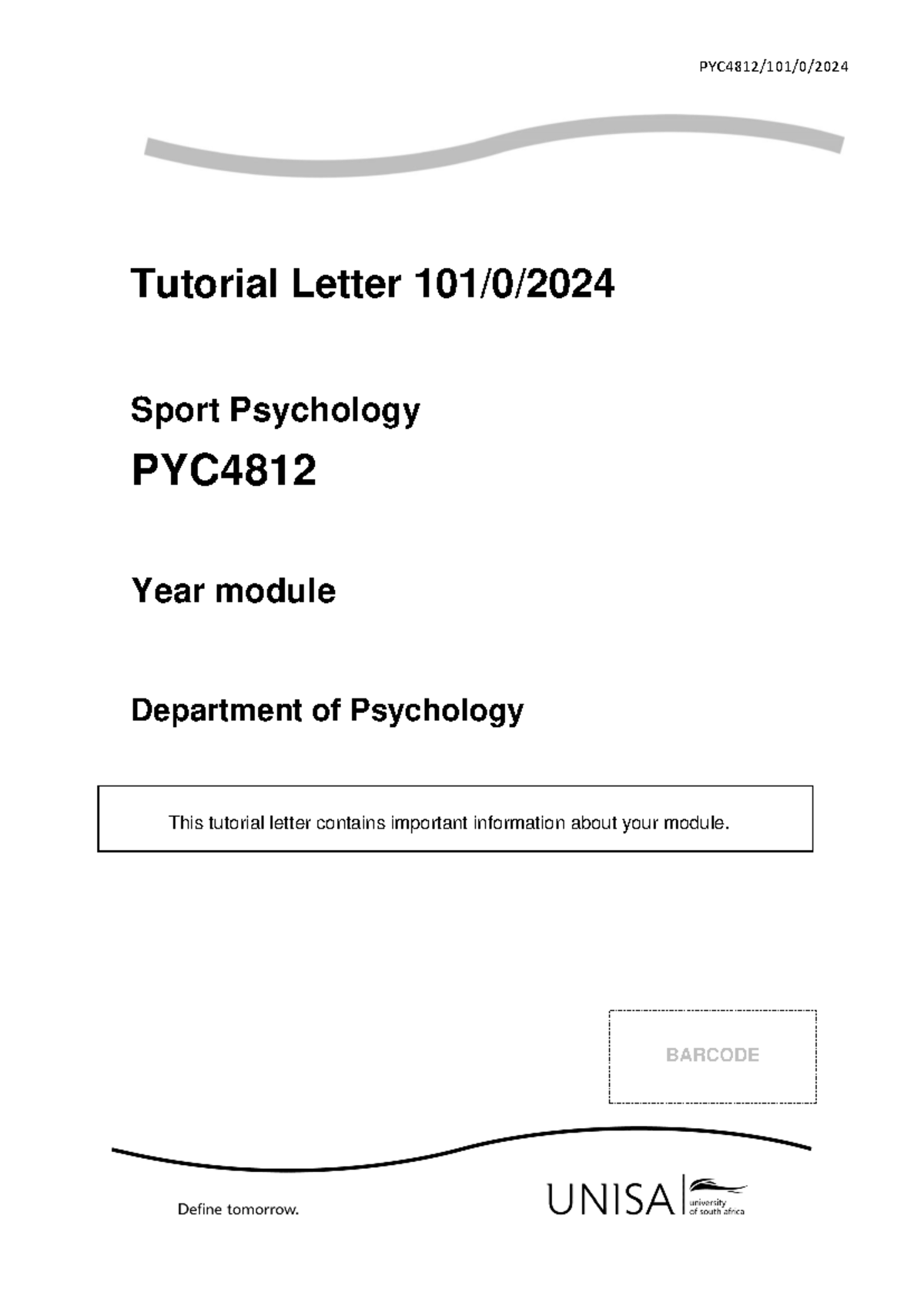 101 2024 0 b 7 - Tutorial letter which serves as a guide. - Tutorial ...