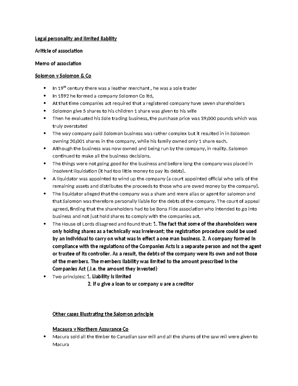 Legal personality and limited liability - Legal personality and limited ...