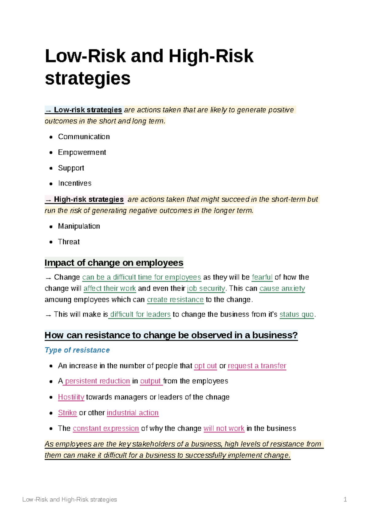 Low-Risk and High-Risk strategies BUSMAN - Low-Risk and High-Risk ...