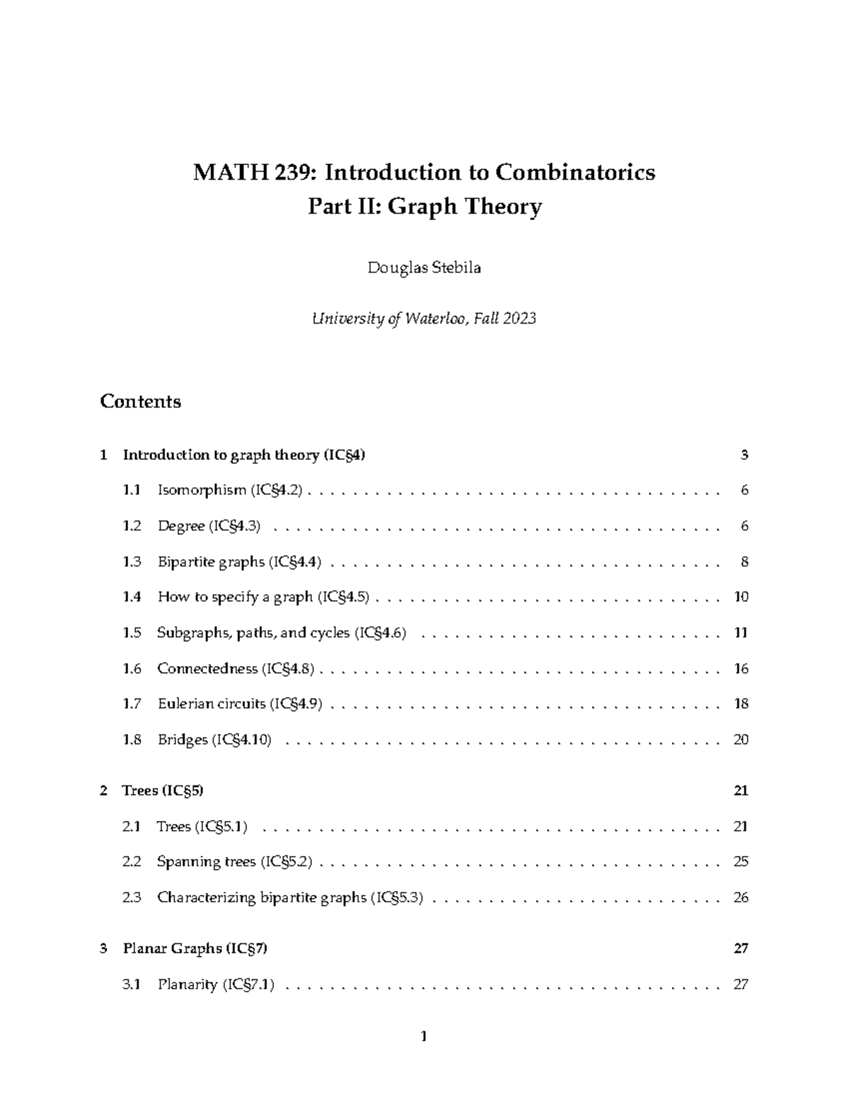 Graph theory board notes section 003 - MATH 239: Introduction to ...