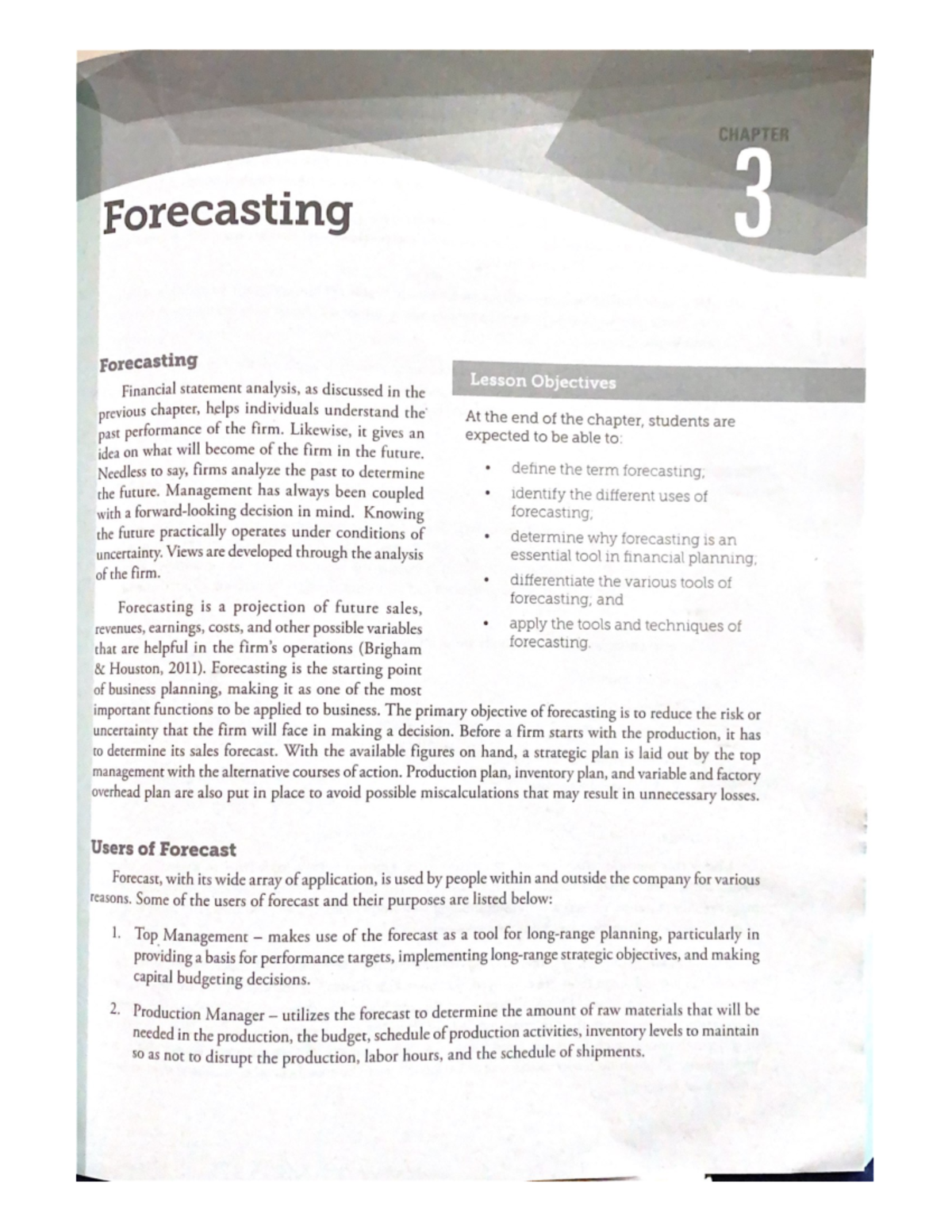 Forecasting - Bachelor of Science in Business Administration - Studocu
