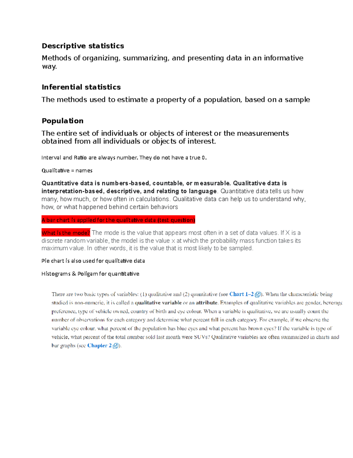 Class notes - BUSN 225 - Descriptive statistics Methods of organizing ...