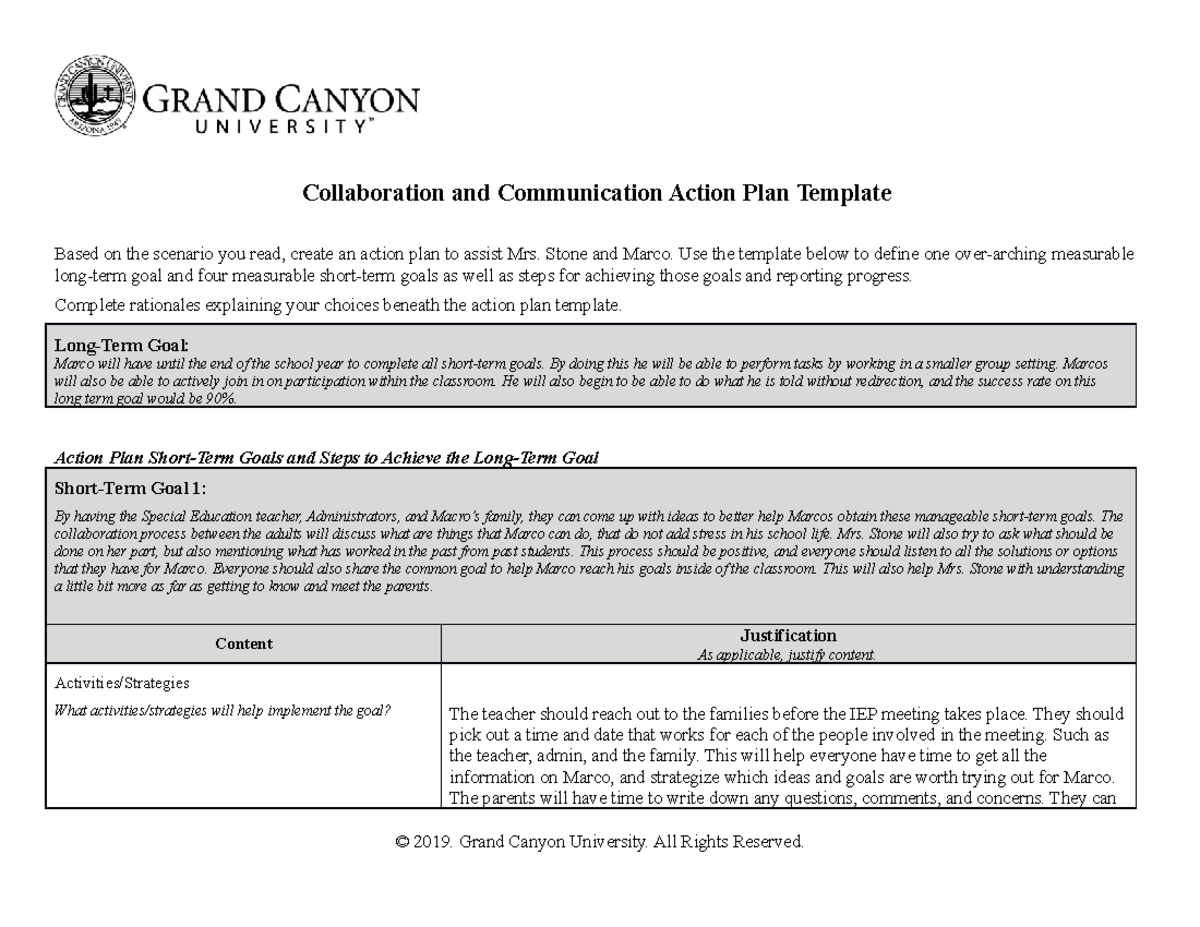 SPD 310 Week 7 Benchmark - Collaboration and Communication Action Plan ...