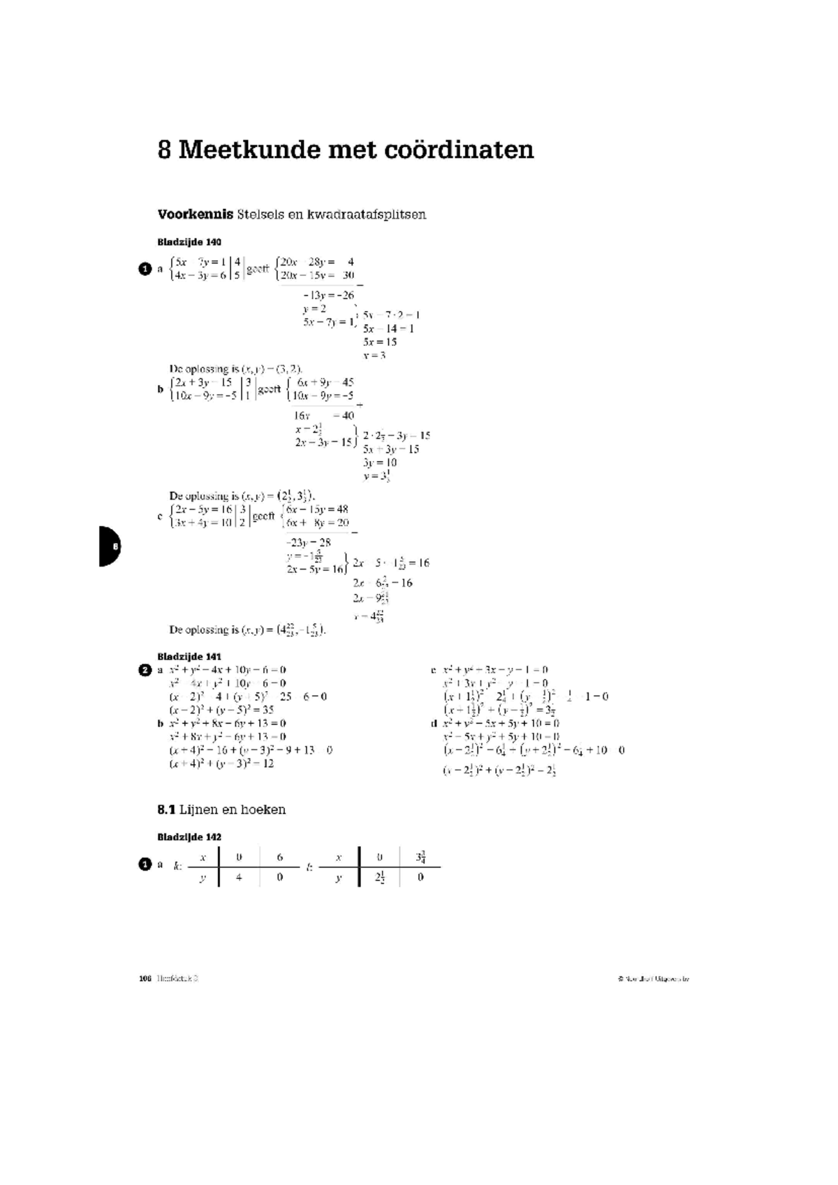 Uitwerkingen H08 Meetkunde met coordinaten - Wiskunde B - Studeersnel
