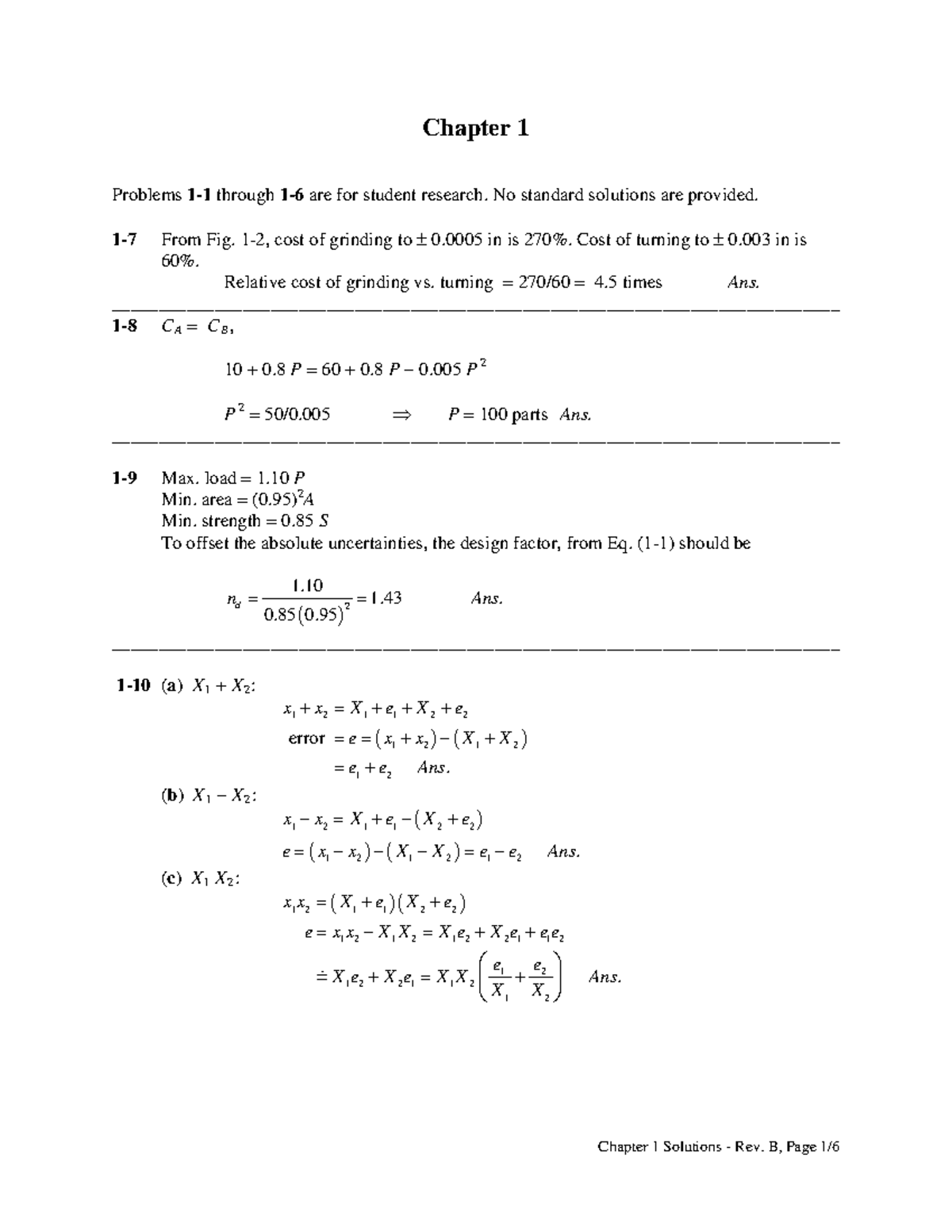 Chapter 1 solutions 기요설 2021 - Chapter 1 Problems 1-1 through 1-6 are ...