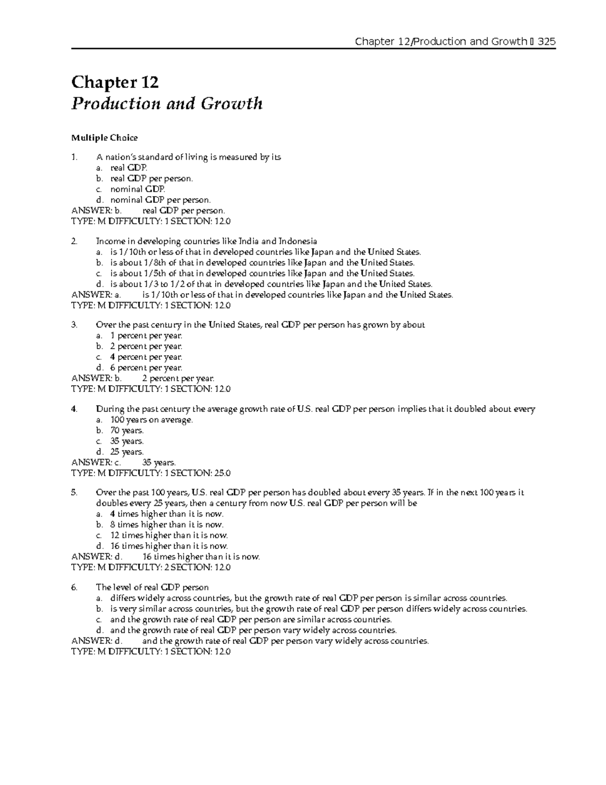 Chapter 12 - Test Bank - Chapter 12/Production And Growth 325 Chapter ...