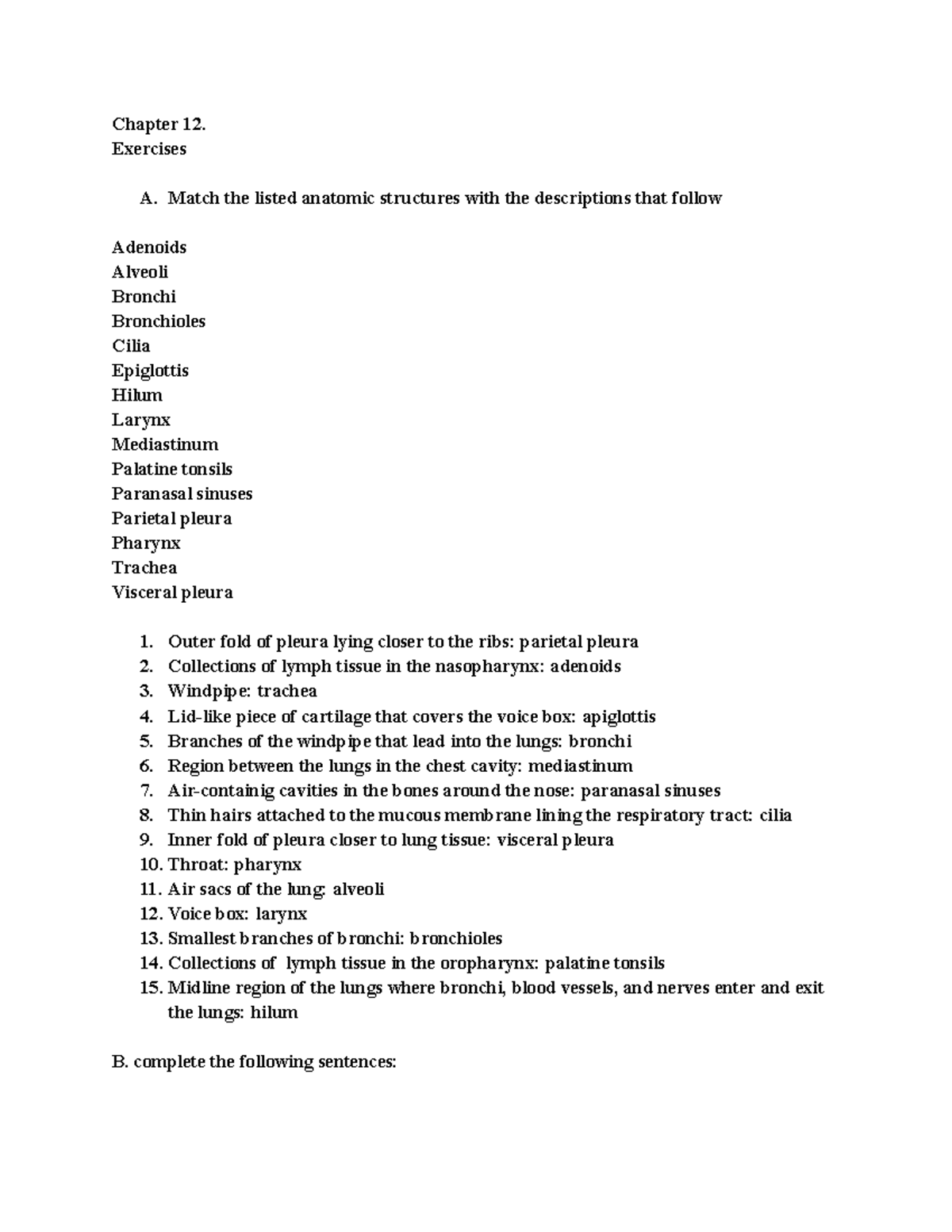 assignment 12 chapter homework medical terminology