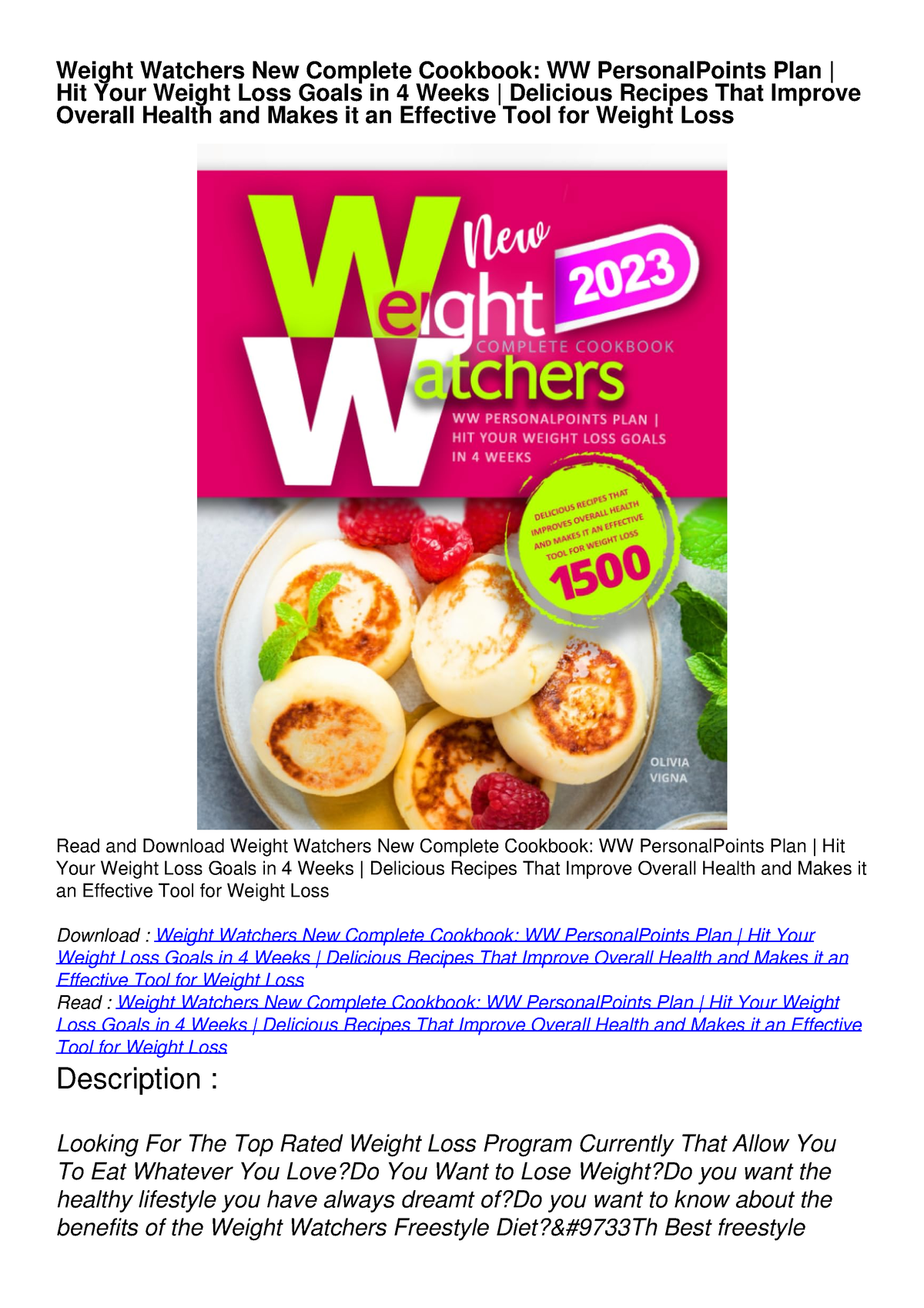 PDF Weight Watchers New Complete Cookbook WW PersonalPoints Plan Hit