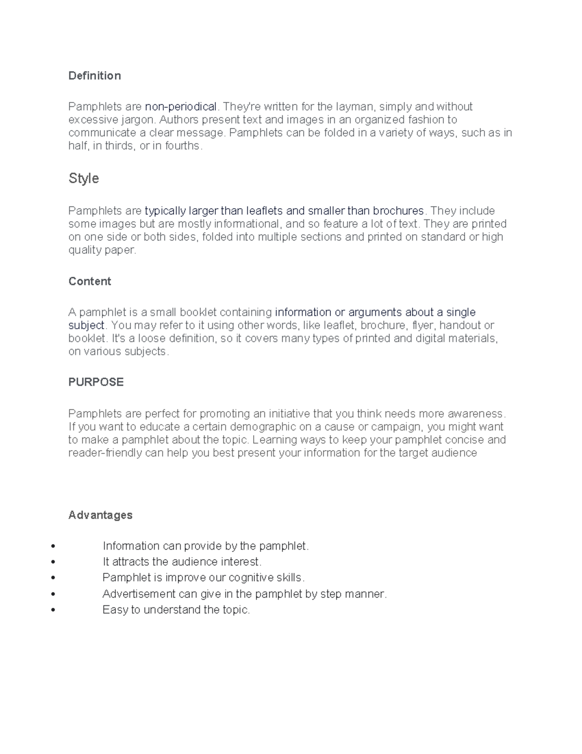 Pamphlet writing - study well - Definition Pamphlets are non-periodical ...