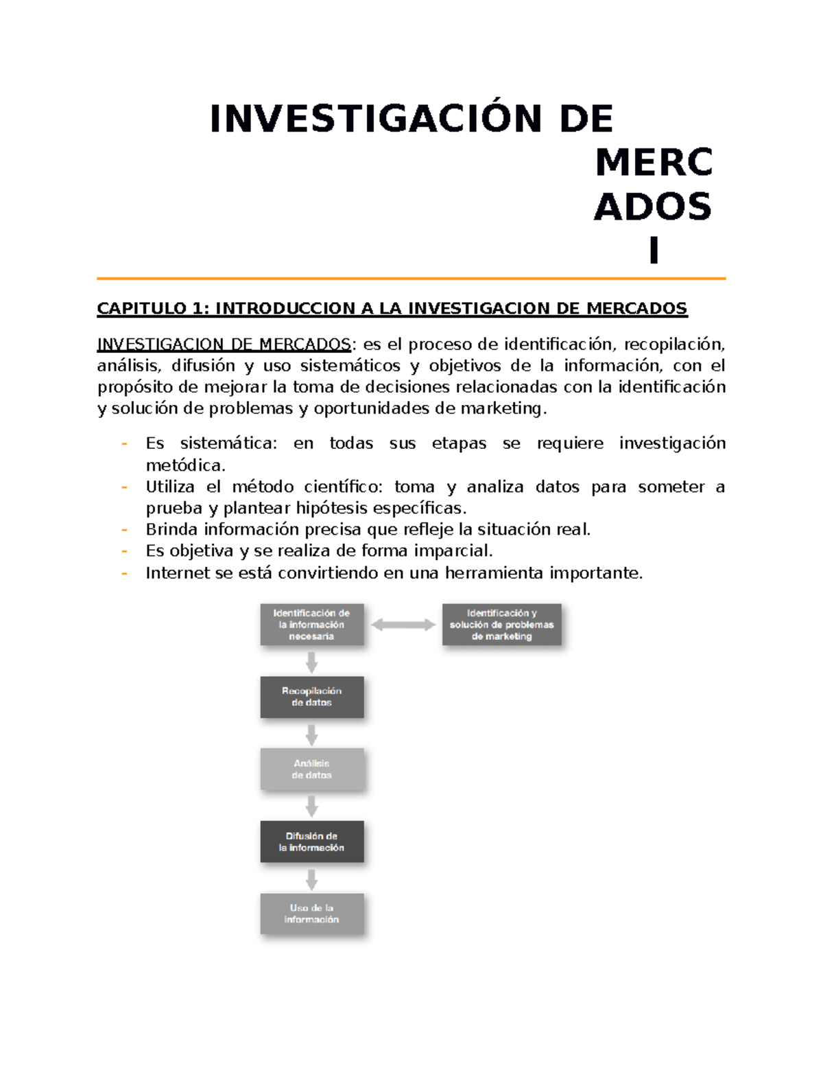Resumen 1 IDM Primer Parcial - INVESTIGACIÓN DE MERC ADOS I CAPITULO 1 ...