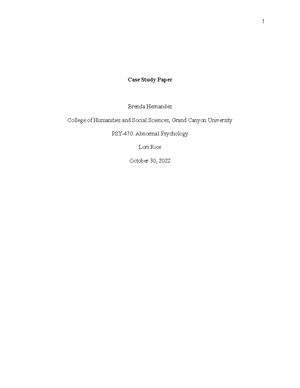 Abnormal PSY-470 Paper Rough Draft - Abnormal Psychology Research Paper ...
