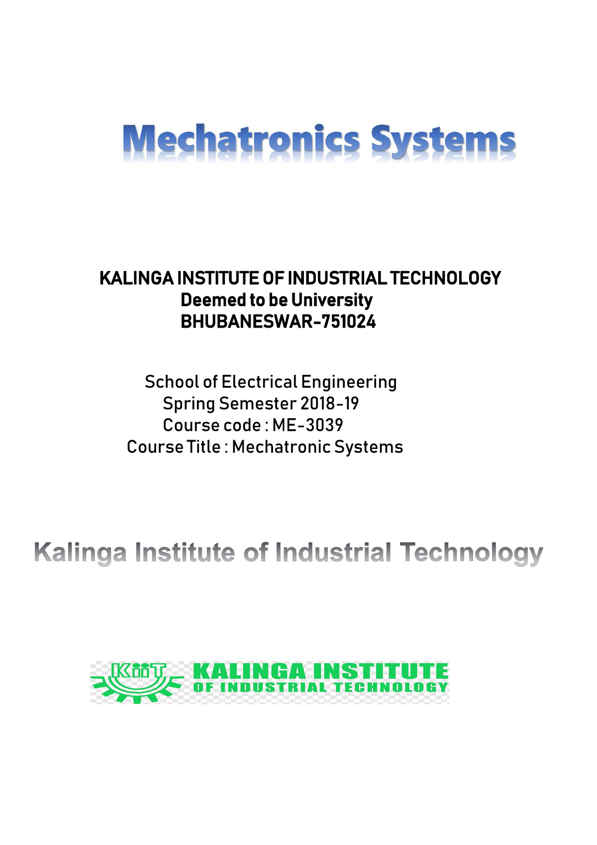 Mechatronic Systems- Lecture Notes ...