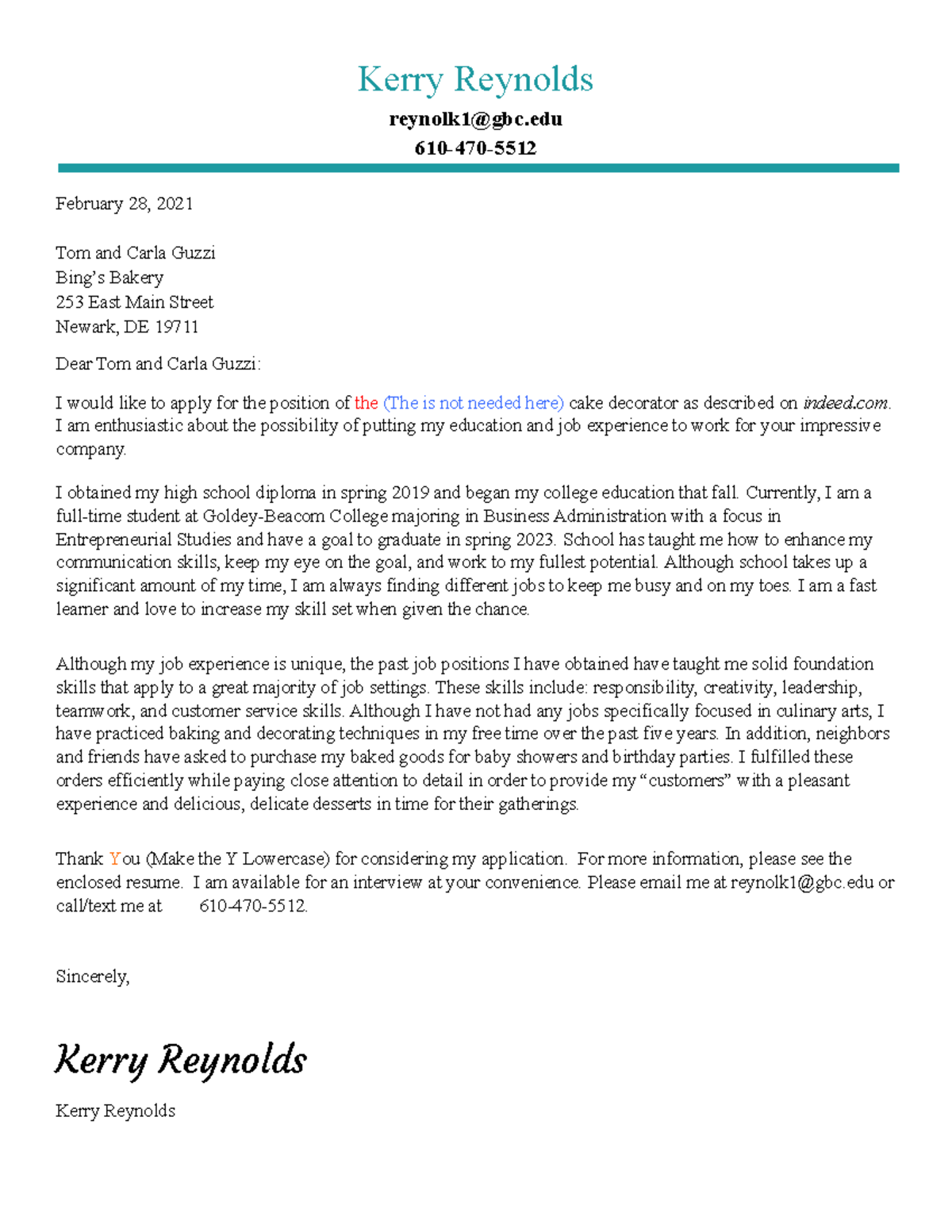 Edited Kerry Reynolds ENG-466 Cover Letter Draft - Kerry Reynolds ...