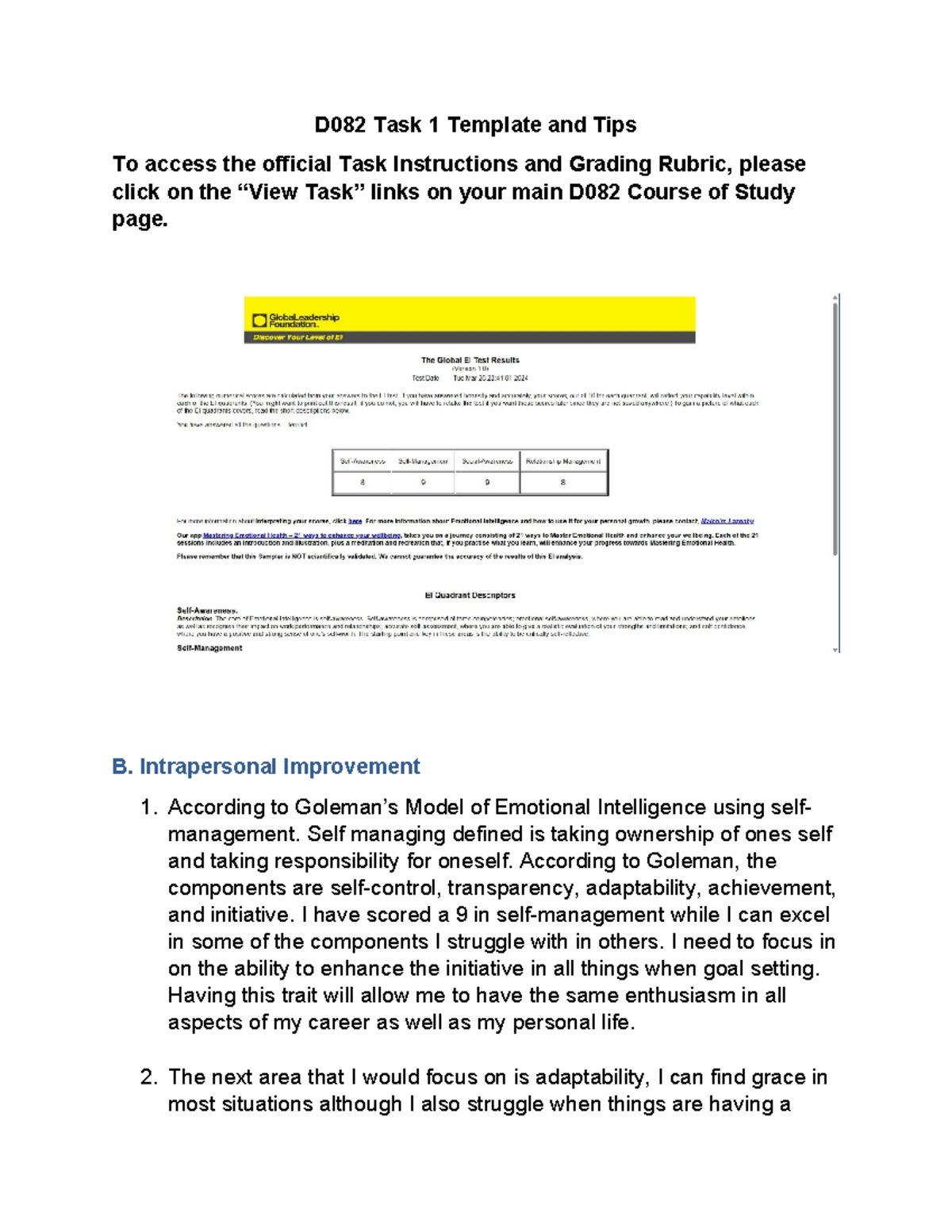 D082 Task 1 Template Complete 2 - D082 Task 1 Template And Tips To ...