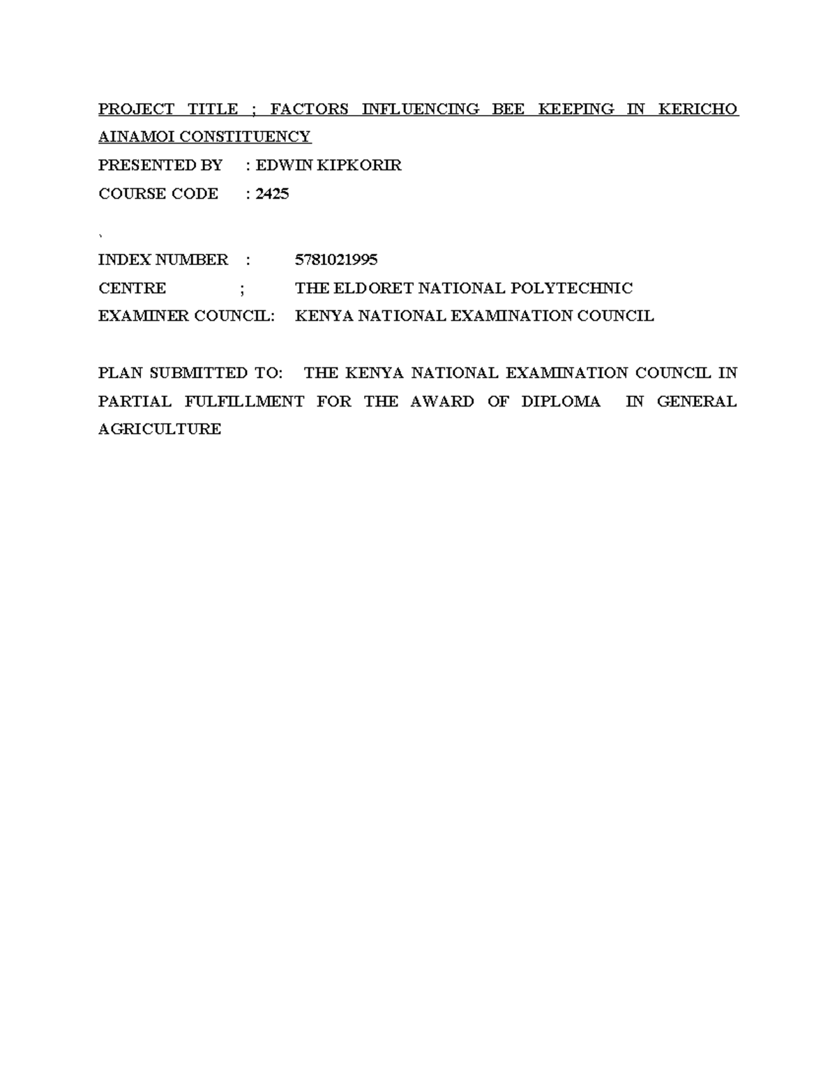 5781021995. Abstract - general agriculture - General genetics - PROJECT ...