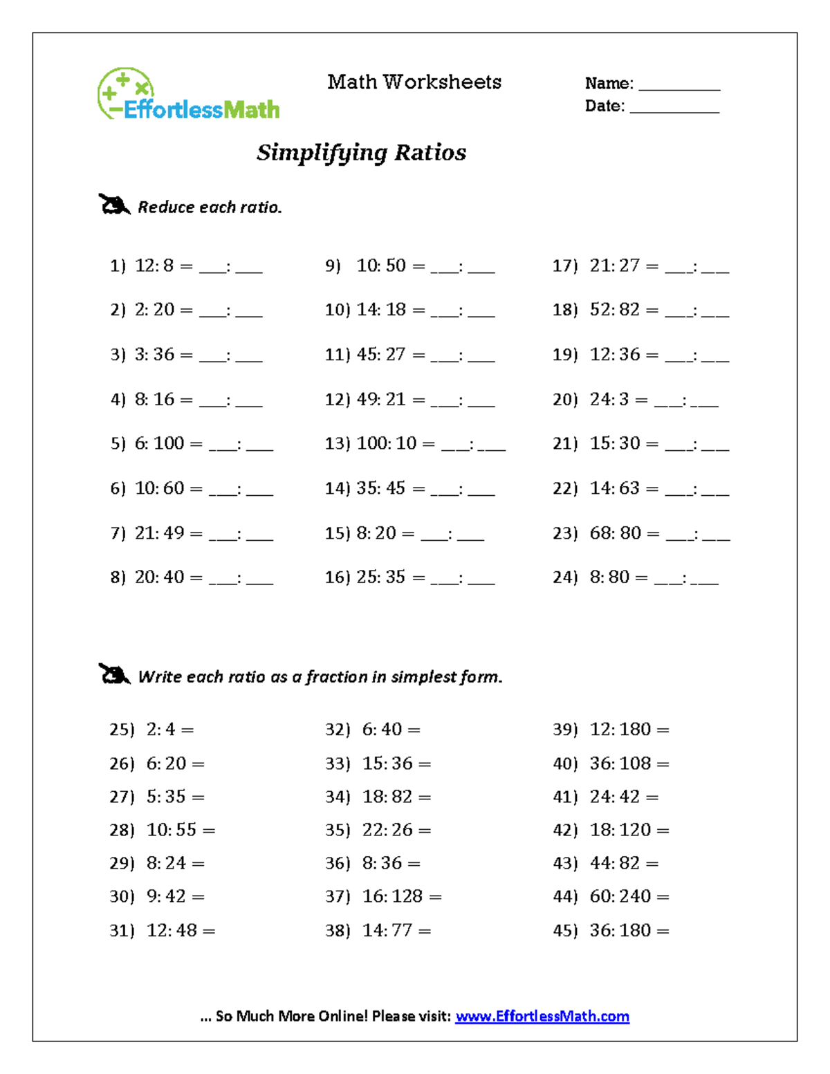 simplifying-ratios-for-noobs-and-more-math-worksheets-name