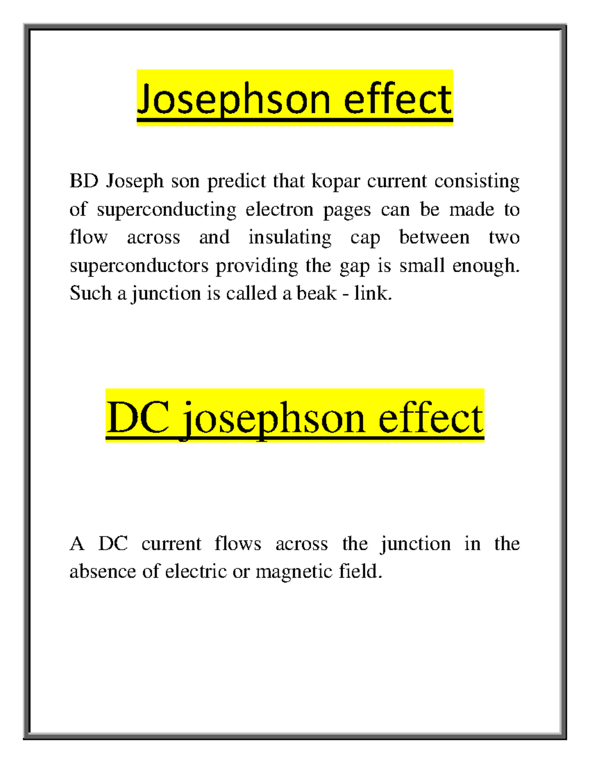 Chapter 3 Josephson Effect - Josephson Effect BD Joseph Son Predict ...