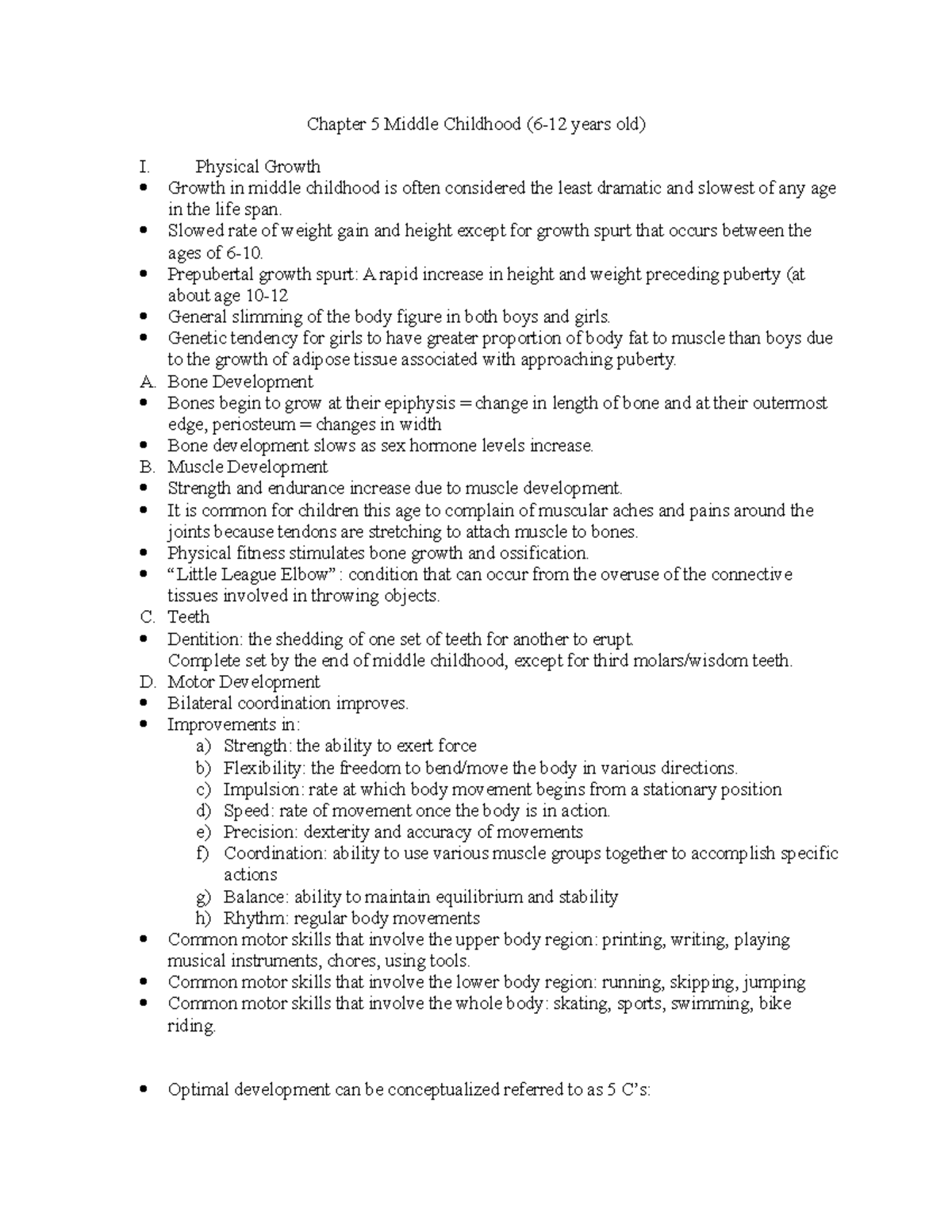 Chapter 5 Middle Childhood - Chapter 5 Middle Childhood (6-12 years old ...