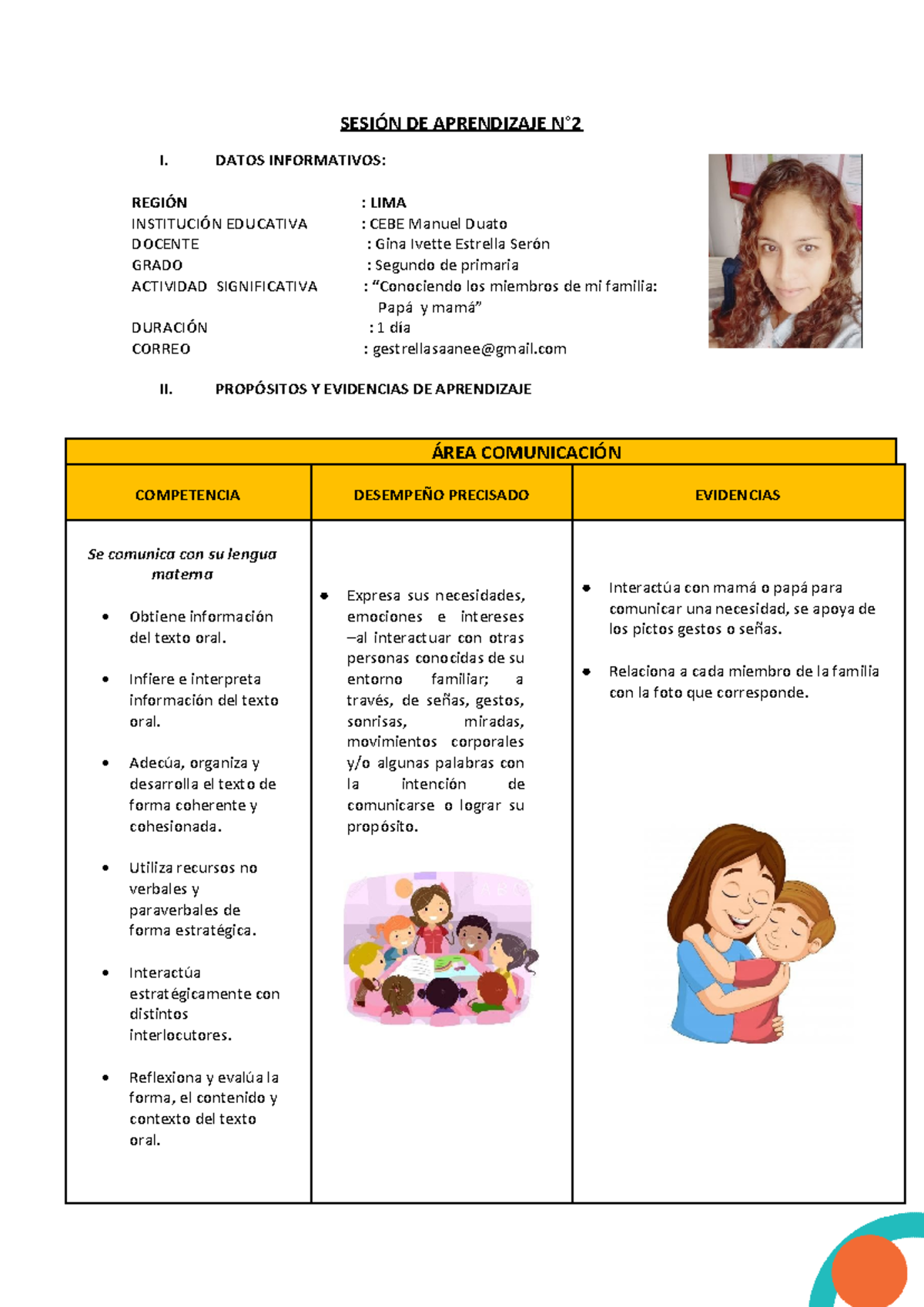 LOS Miembros DE MI Familia - SESIÓN DE APRENDIZAJE N° I. DATOS ...