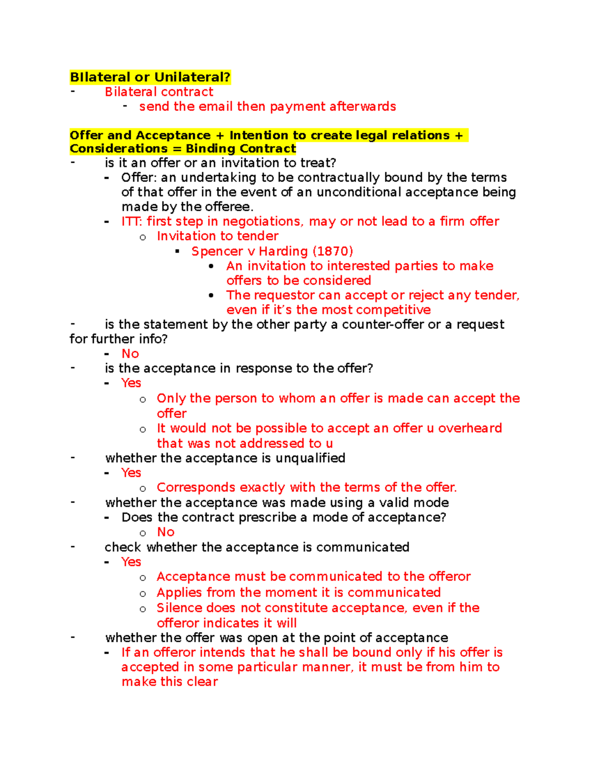 Drafting WS1 - BIlateral or Unilateral? ⁃ Bilateral contract ⁃ send the ...