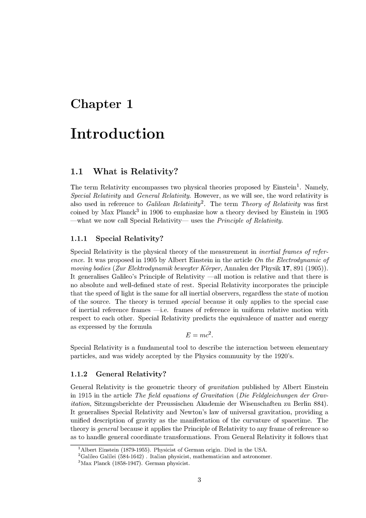 Relativity Notes - Chapter 1 Introduction 1 What Is Relativity? The ...