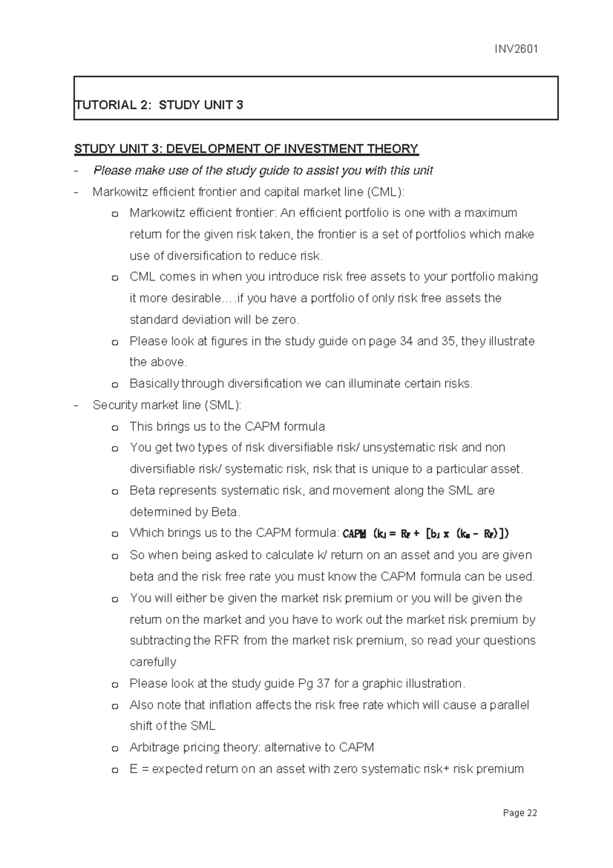 INV2601 Tutorial 2 - INV TUTORIAL 2: STUDY UNIT 3 STUDY UNIT 3 ...