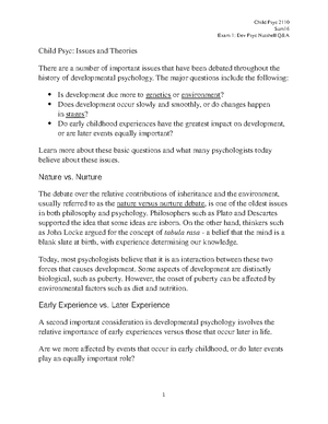 Ch10Notes - Lecture notes 10 - CHAPTER 10 Early Childhood: Social and ...