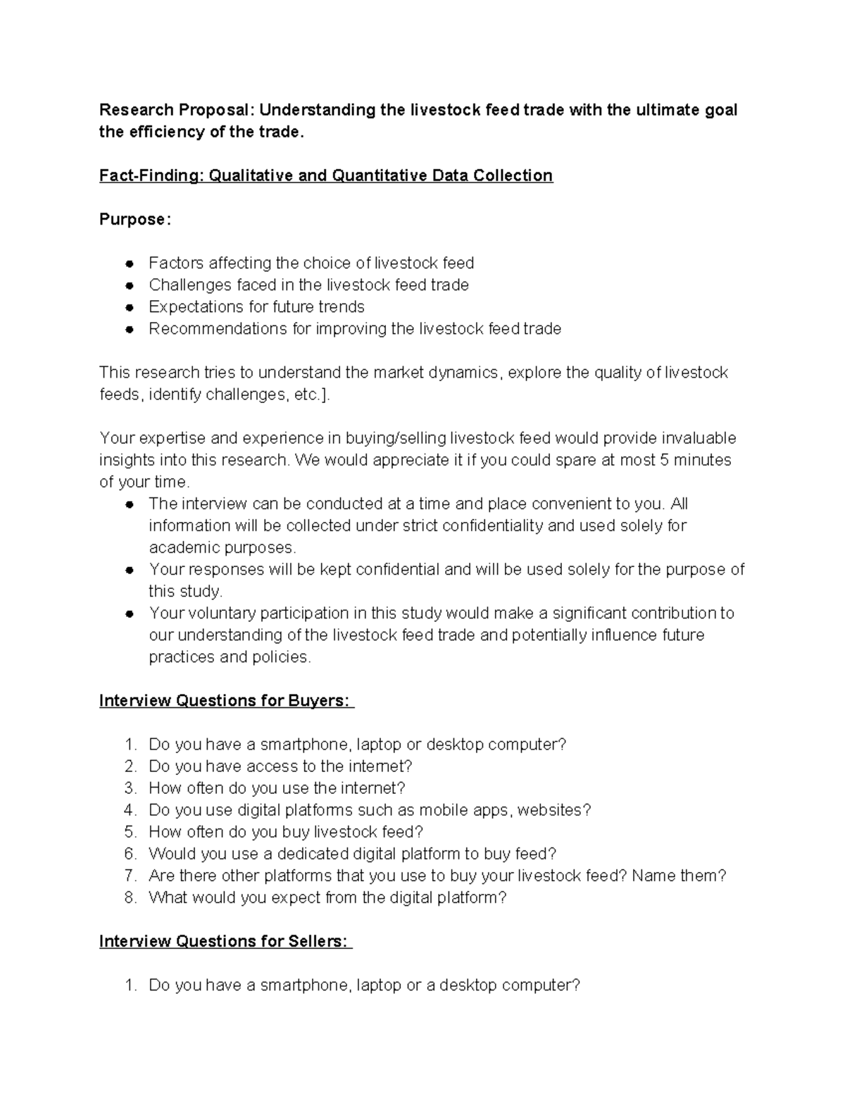 INFS 323 Survey - Example of data collection - Research Proposal ...