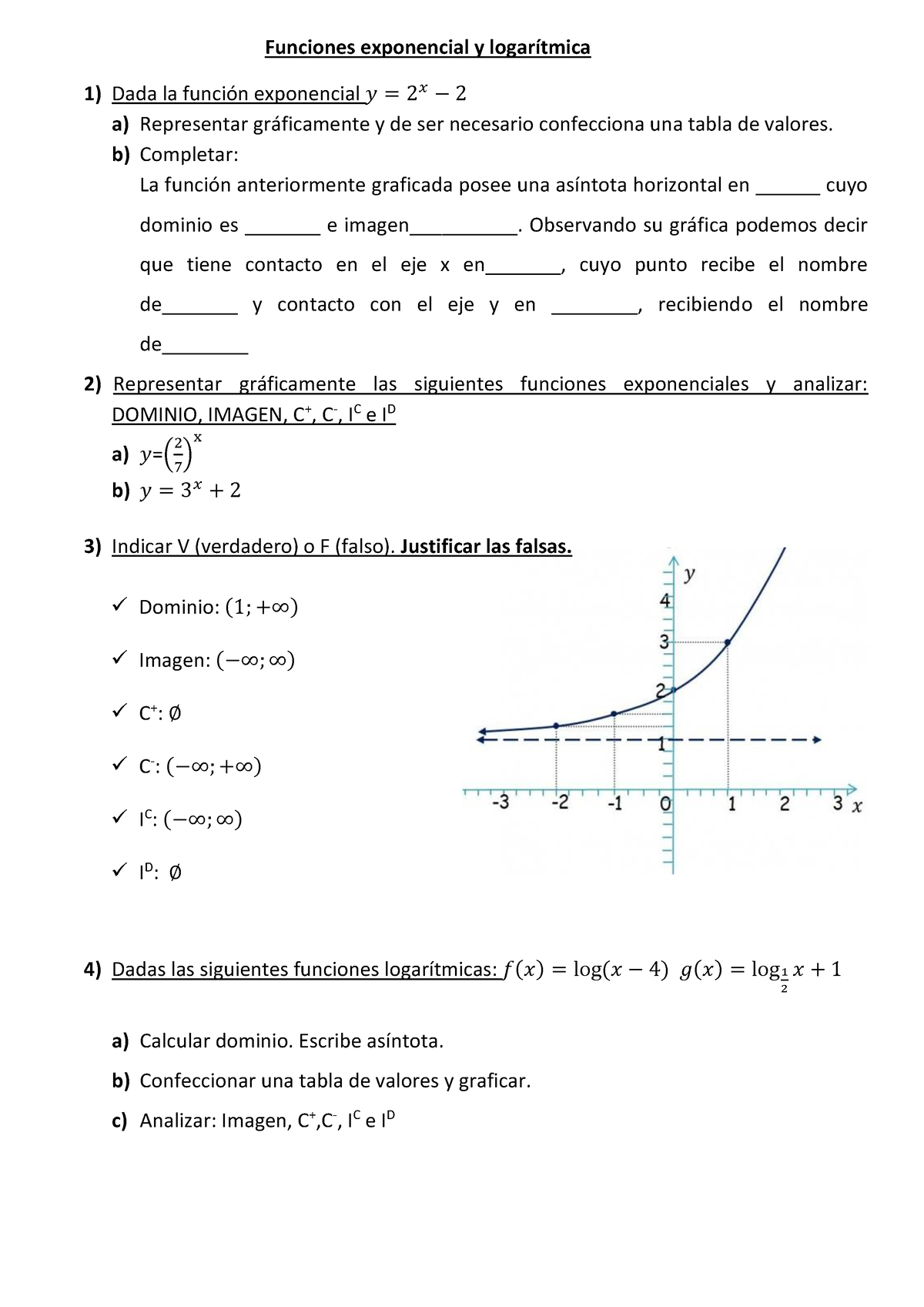 3 Funciòn Exponencial Y Logarítmica Funciones Exponencial Y Logarítmica Dada La Función 5474