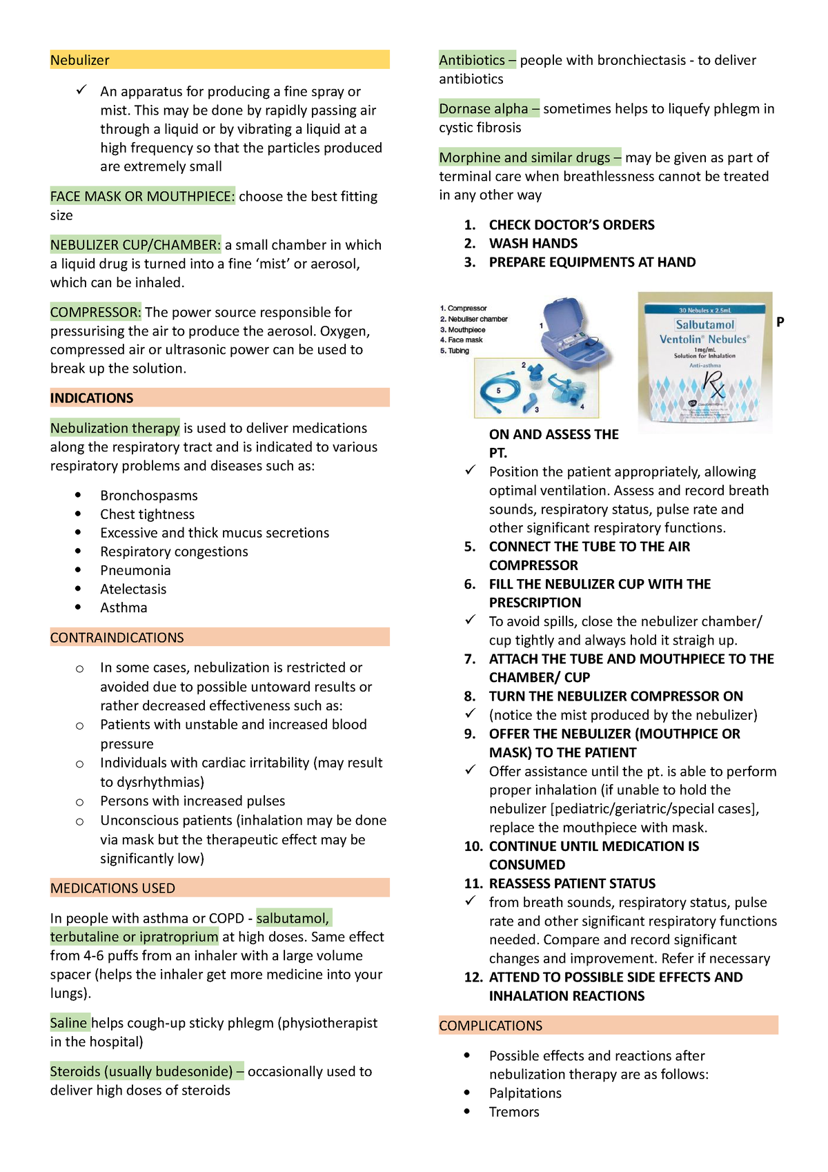 Nebulization therapy - notes - Nebulizer An apparatus for producing a ...