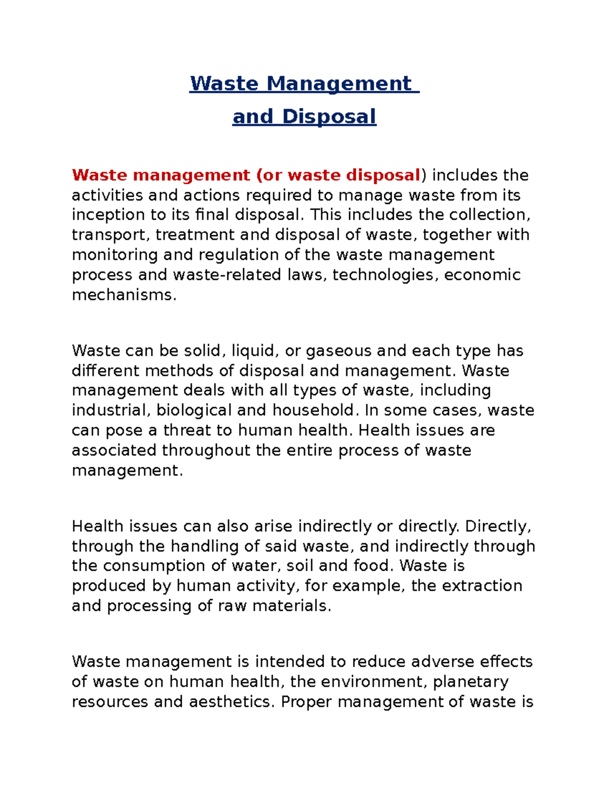 Solid Waste Management AND Disposal - NSTP - Waste Management and ...