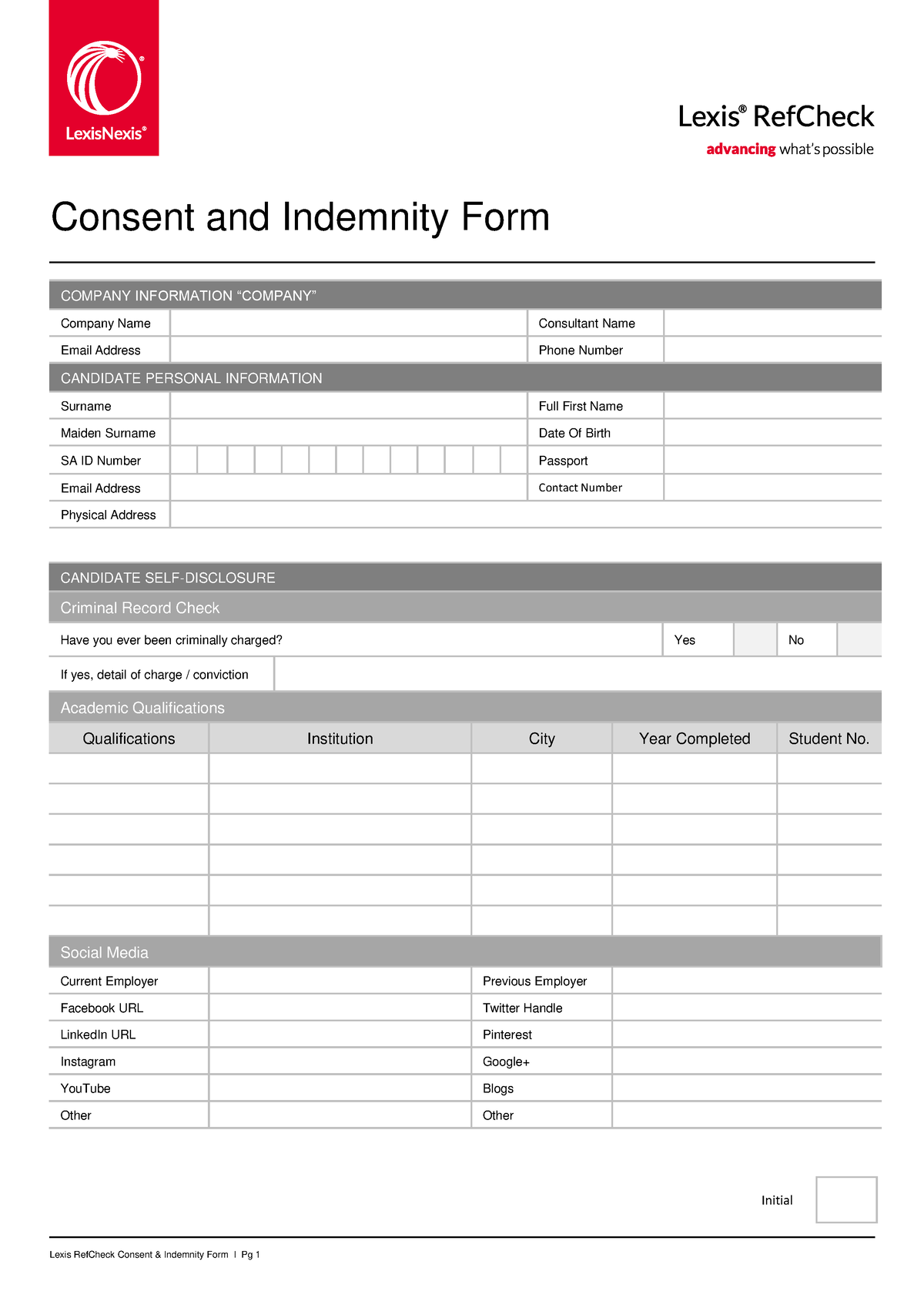 Consent And Indemnity Form Consent And Indemnity Form Company Information “company” Company 3292