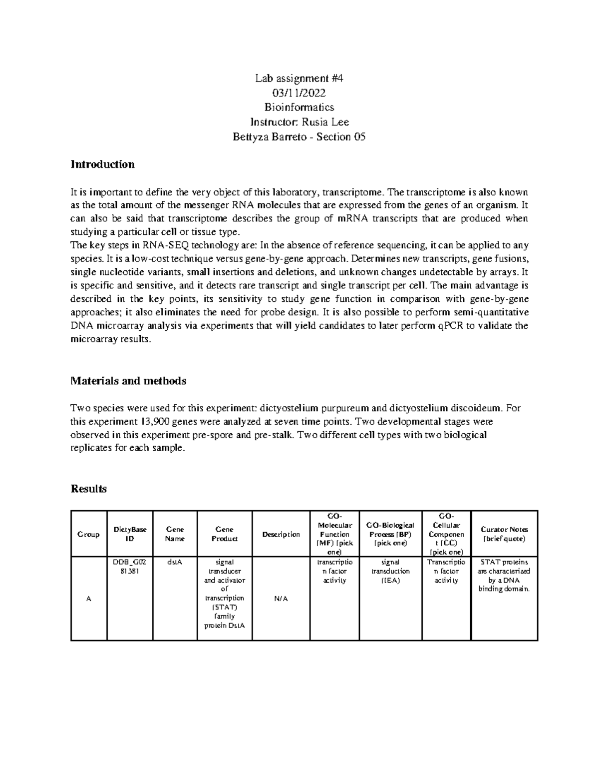 Bioinformatics Lab #4 - cel motility, charts graphs, definition a ...
