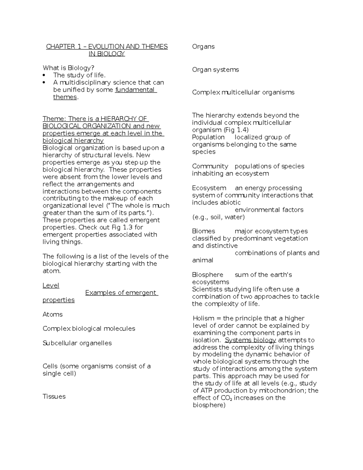 chap-1-notes-intro-to-biology-chapter-1-evolution-and-themes-in