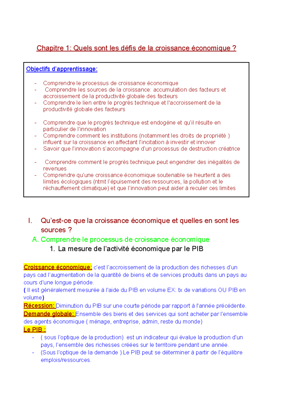 Chapitre 1 Quels sont les défis de la croissance économique - Qu’est-ce ...