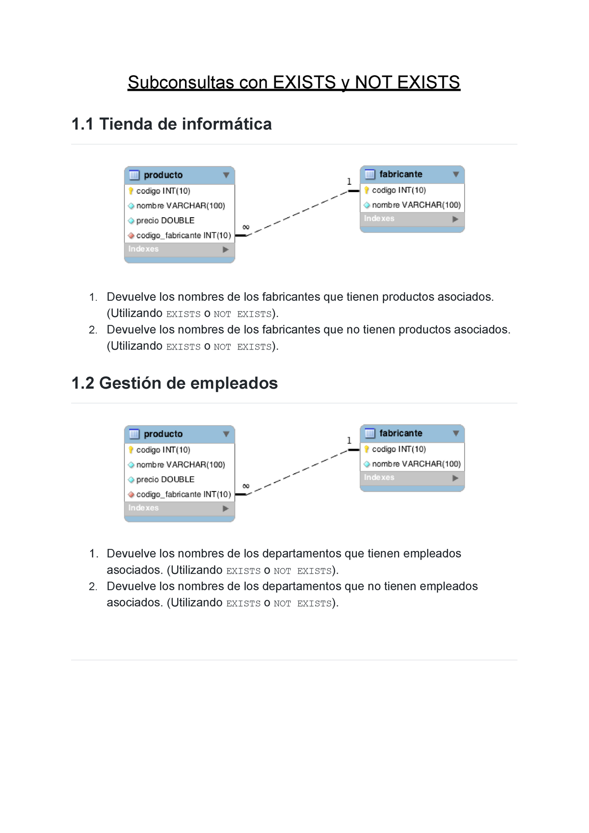 Ejercicio Subconsultas Con Exists Y Not Exists Subconsultas Con Exists Y Not Exists 1 Tienda 4340