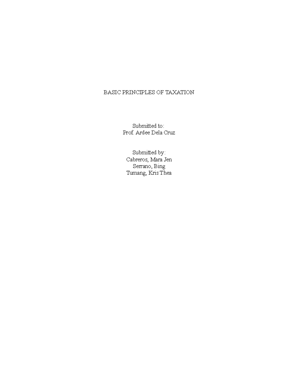 Basic Principles Of Taxation Bs Accountancy University Of The Basic Principles Of Taxation Bs Accountancy University Of The