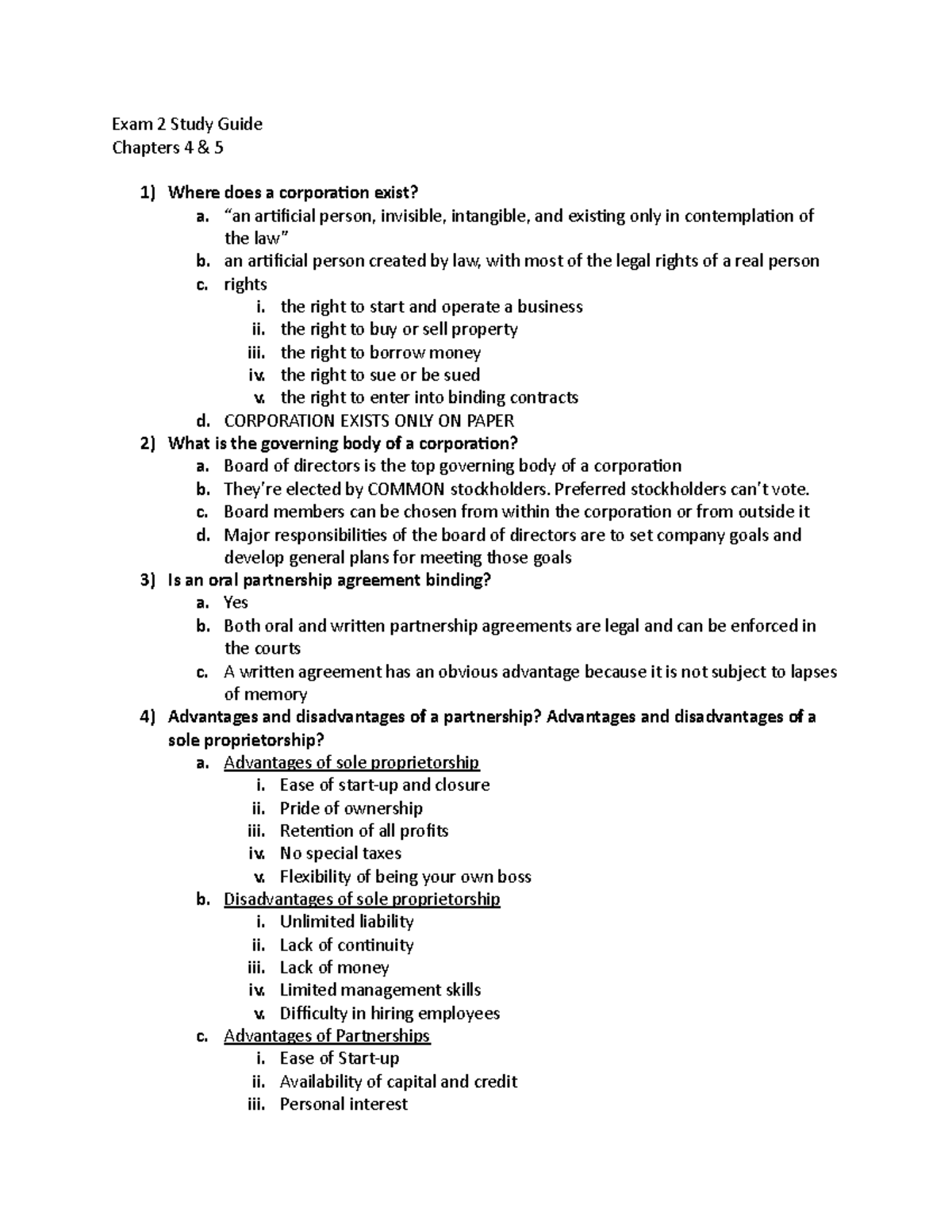 Exam 2 Study Guide - Exam 2 Study Guide Chapters 4 5 1) Where does a ...
