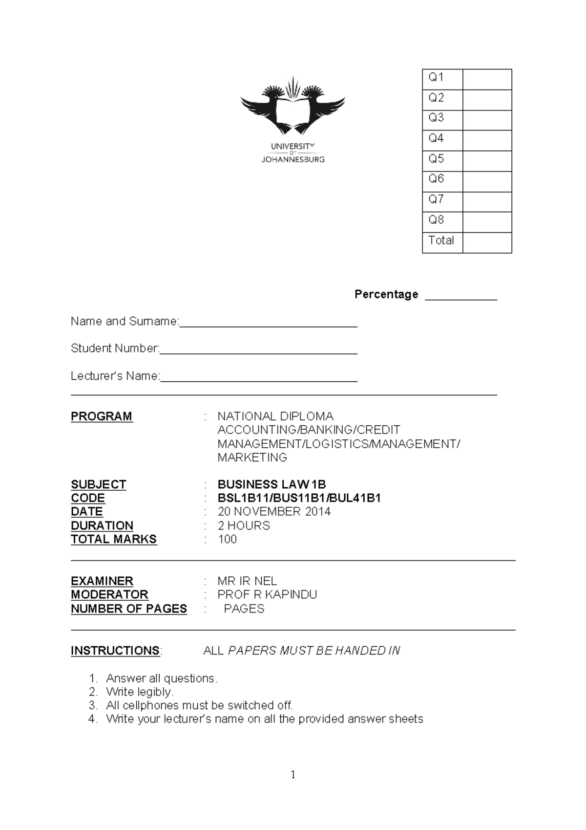 BUL - lease contract - Q Q Q Q Q Q Q Q Total Percentage Name and ...