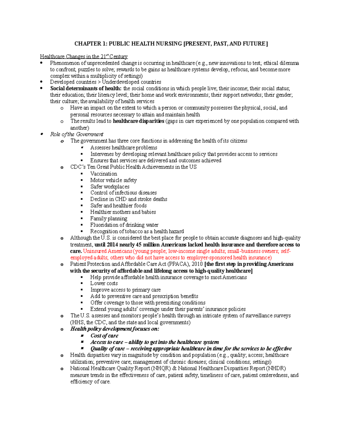 CH. 1 Public Health Nursing - CHAPTER 1: PUBLIC HEALTH NURSING [PRESENT ...