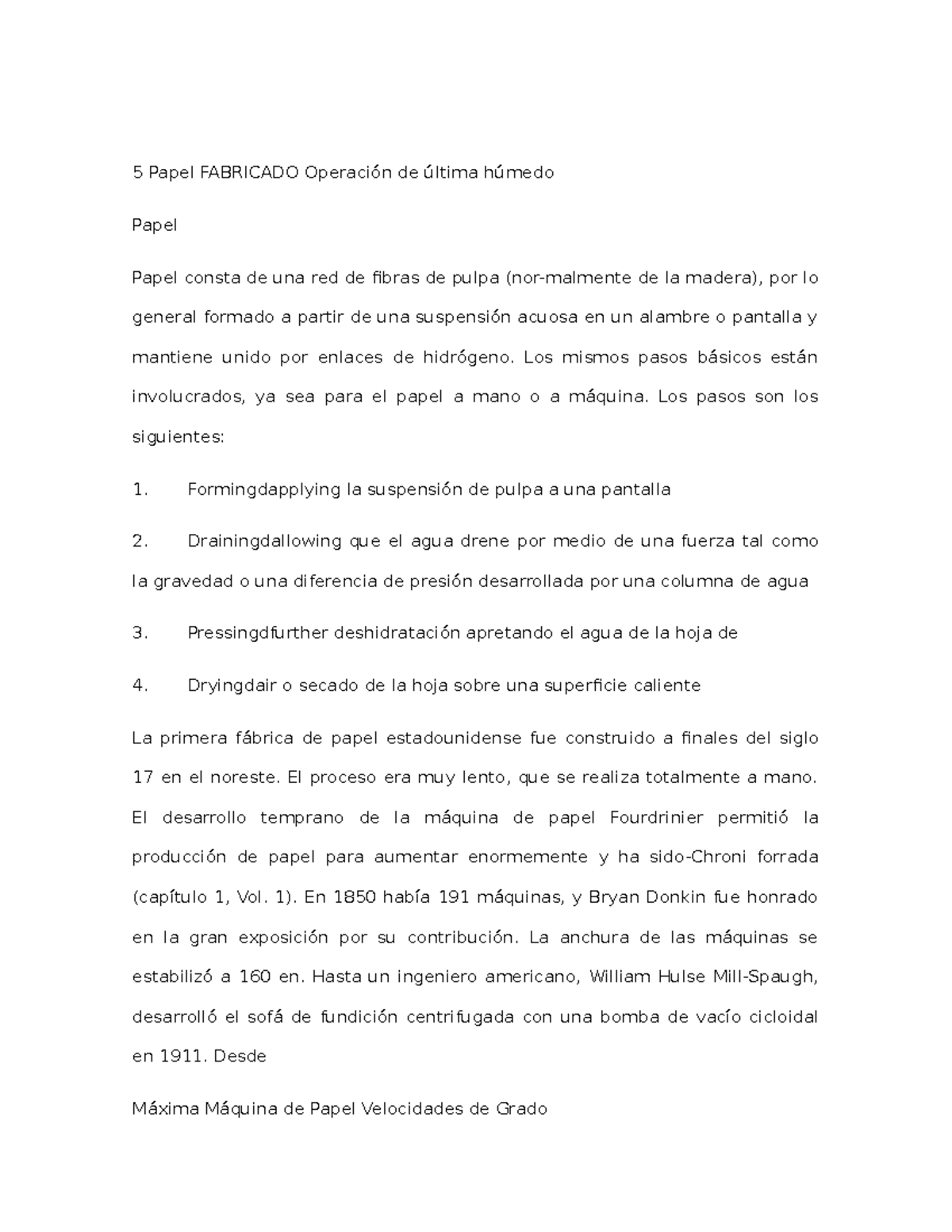 5 Papel Fabricado Operacion De Final Humedo Papel Fabricado De Papel Papel Studocu studocu