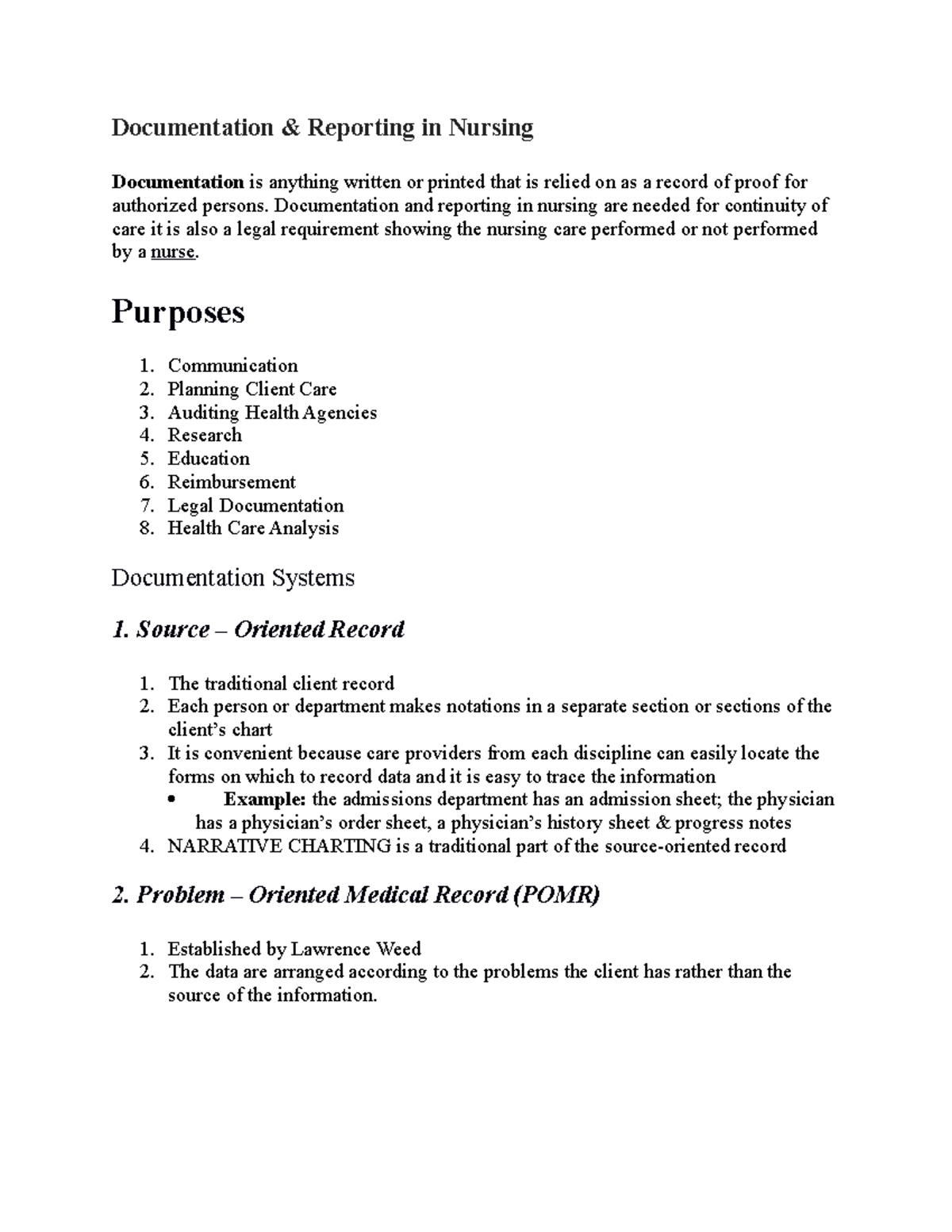 Documentation & Reporting In Nursing - Documentation & Reporting In ...