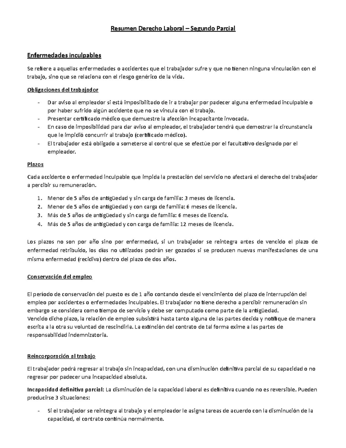 Resumen Derecho Laboral - Segundo parcial - Resumen Derecho Laboral ...