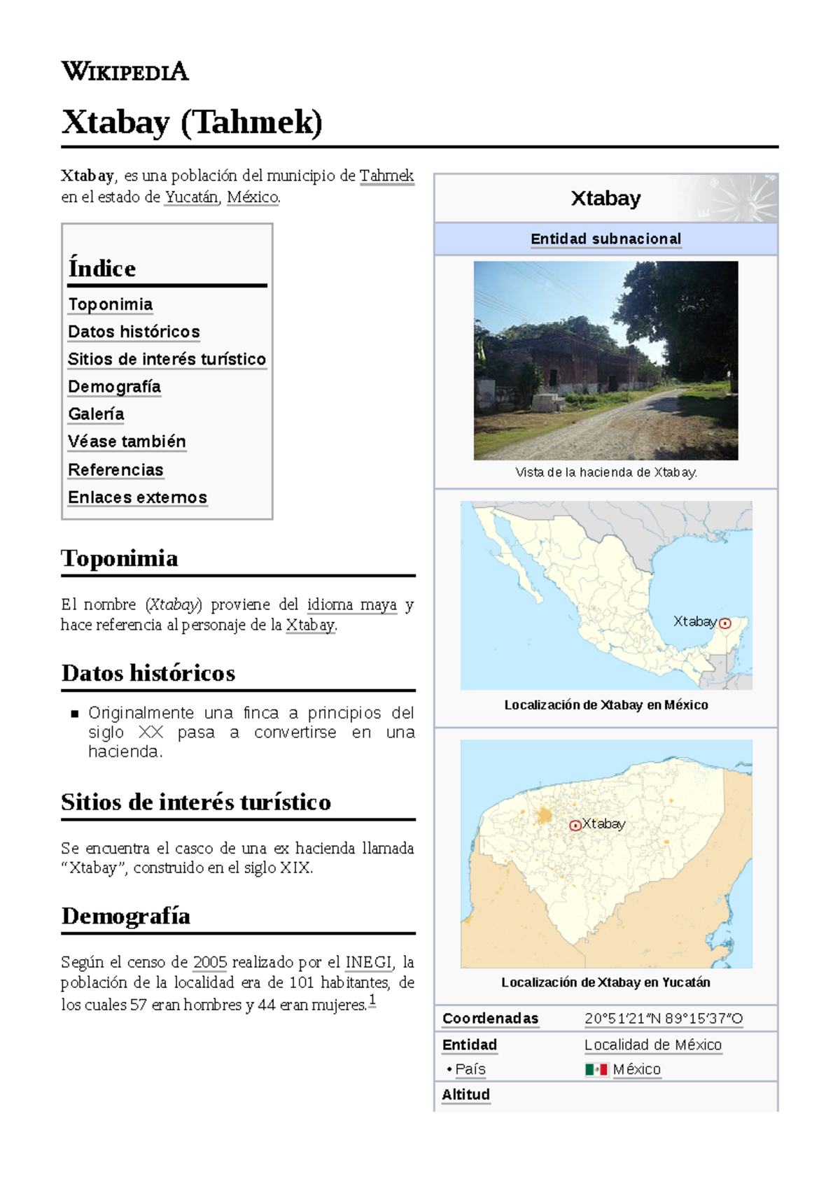 Xtabay (Tahmek) - Sin descripción - Xtabay Entidad subnacional Vista de ...