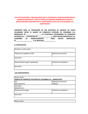 Contrato de prestación de servicios de agencia de viajes - LAS  ESTIPULACIONES Y OBLIGACIONES QUE SE - Studocu