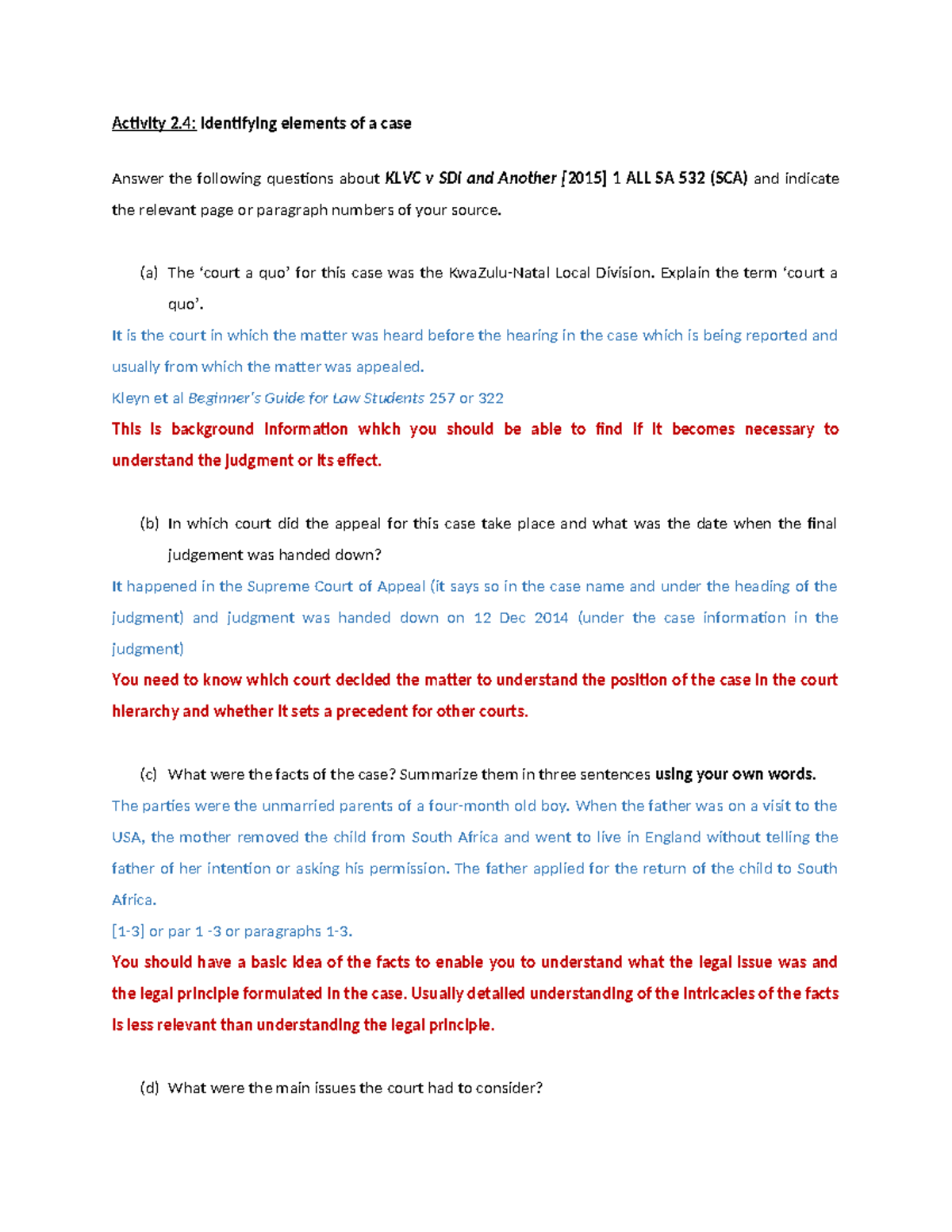 Activity+2 - LLLL - Activity 2: Identifying elements of a case Answer ...