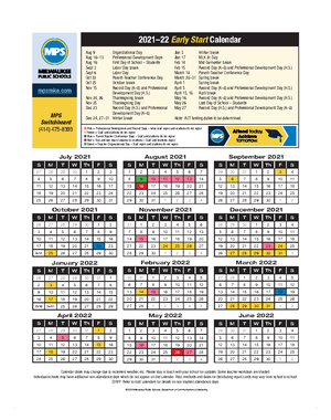 MPS Early Start Calendar 2021-22Key Approved 321 - FDSC 3303 - TTU - Studocu